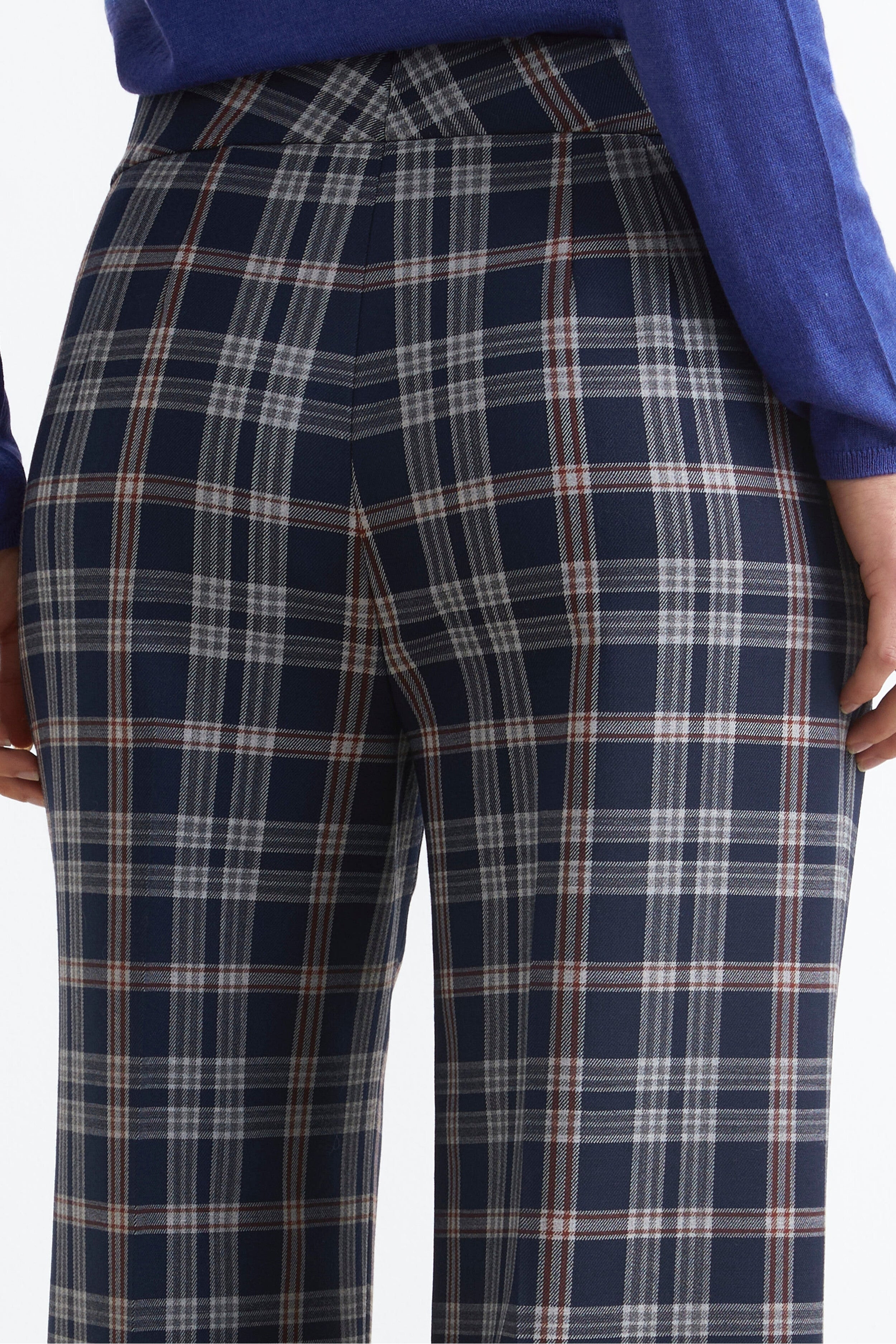 Pantalone Check Morbido in Misto Lana - BLU QUADRI