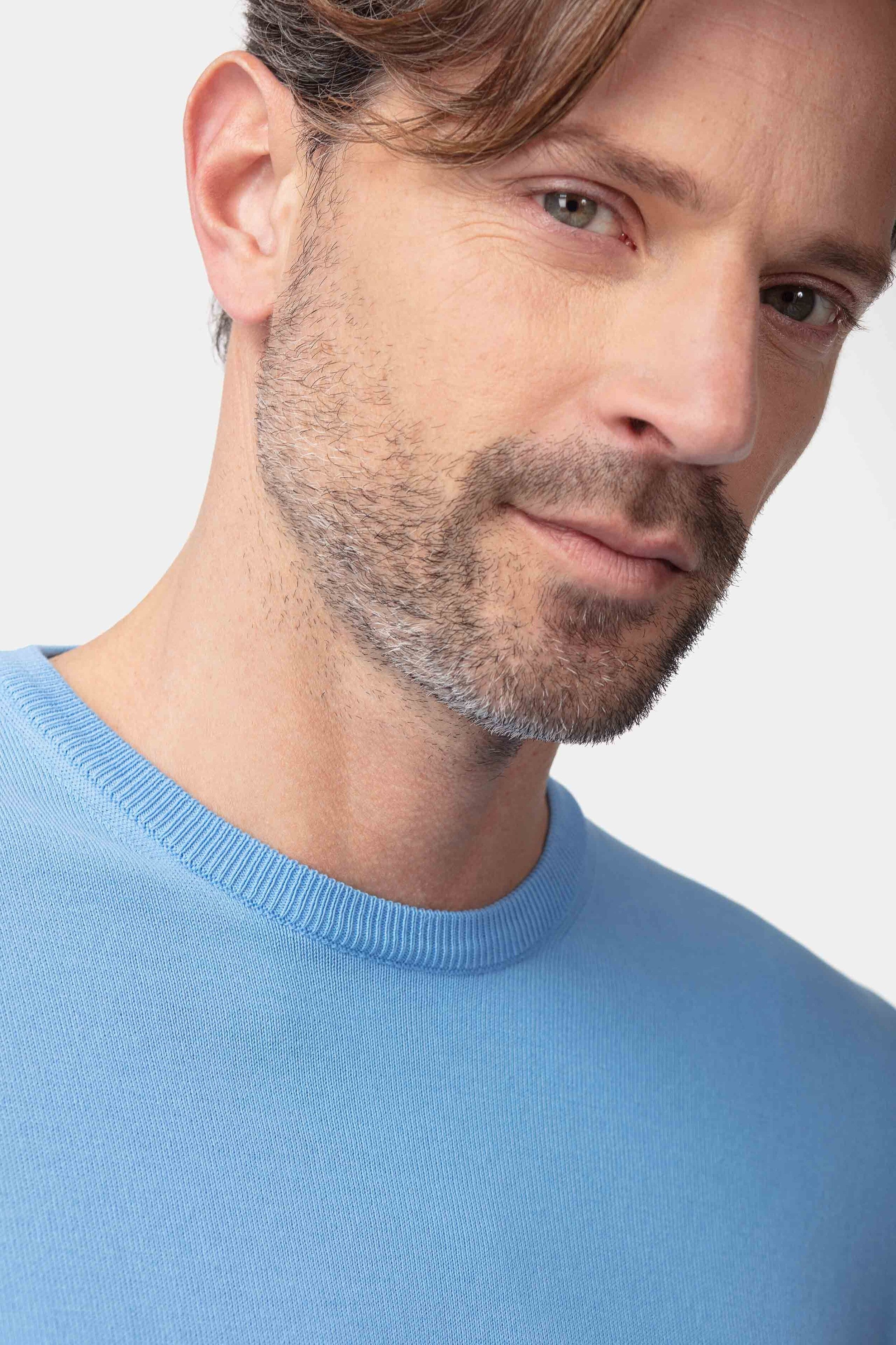 Cotton crewneck sweater - Light blue