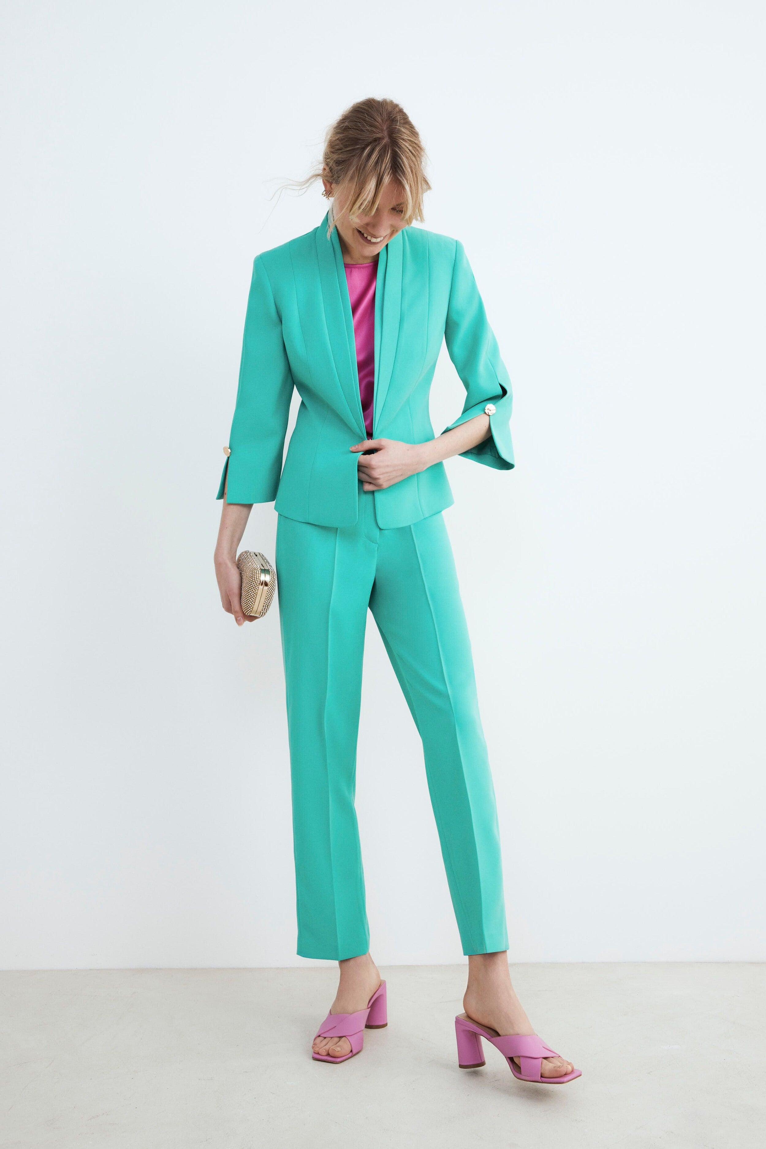 Elegant cigarette pants - EMERALD GREEN