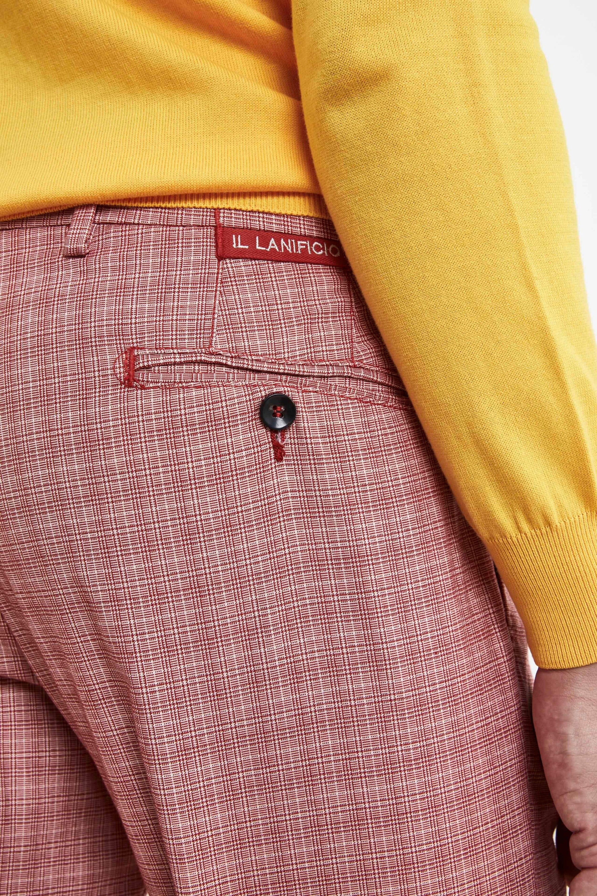 Pantalone microfantasia da uomo - ROSSO QUADRI