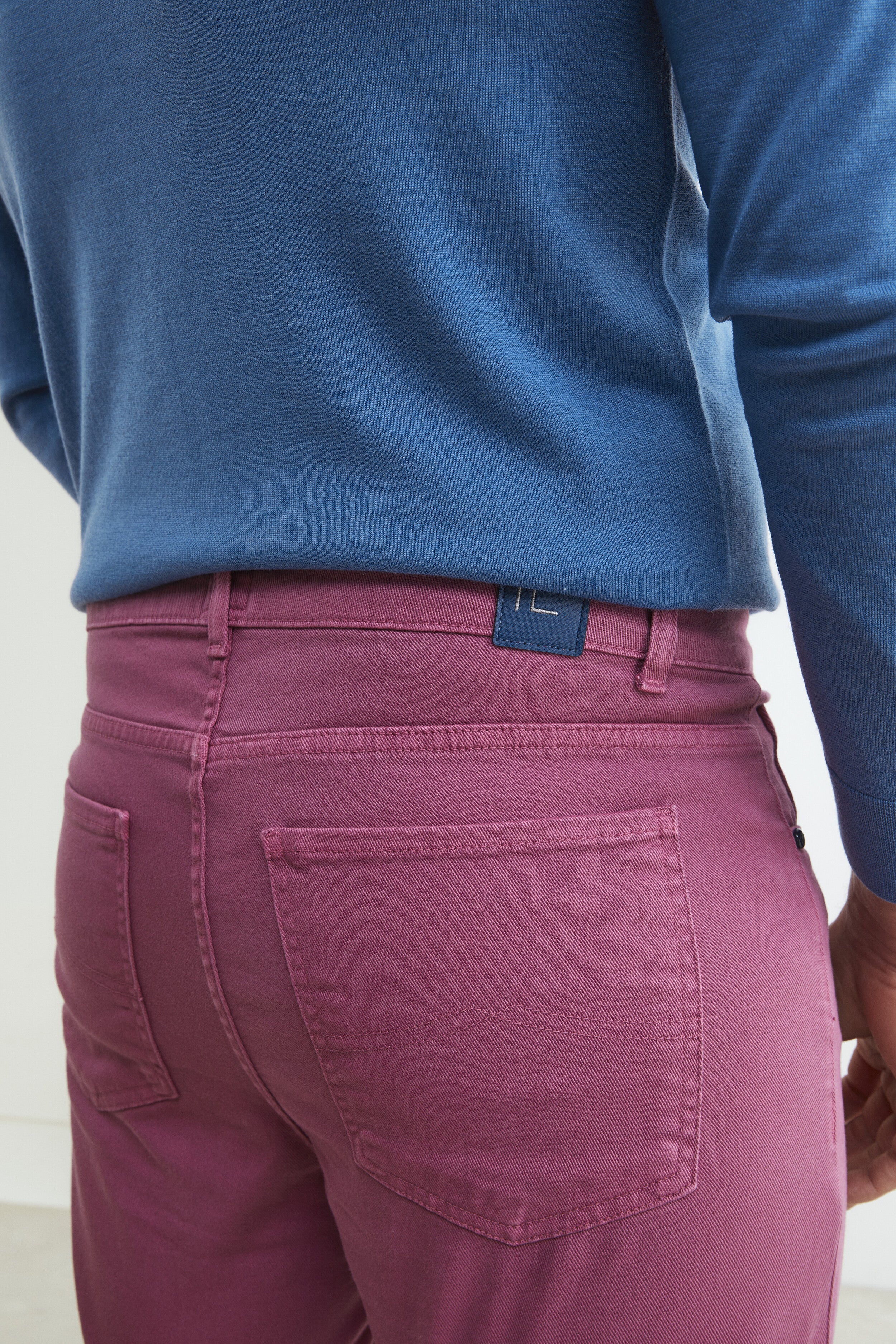 Pantalon 5 poches en coton - Rose foncé