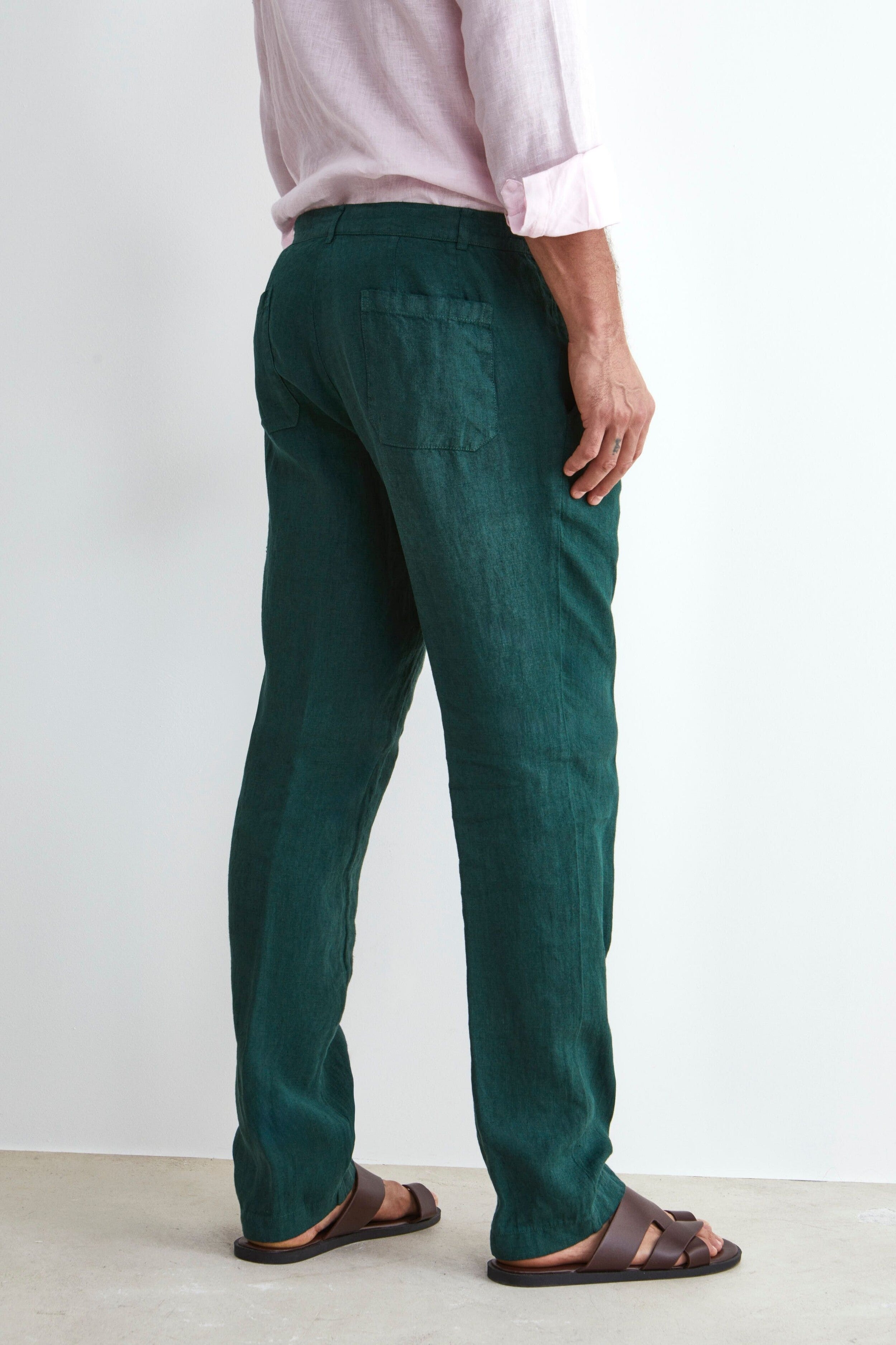 Linen Trousers - DARK GREEN