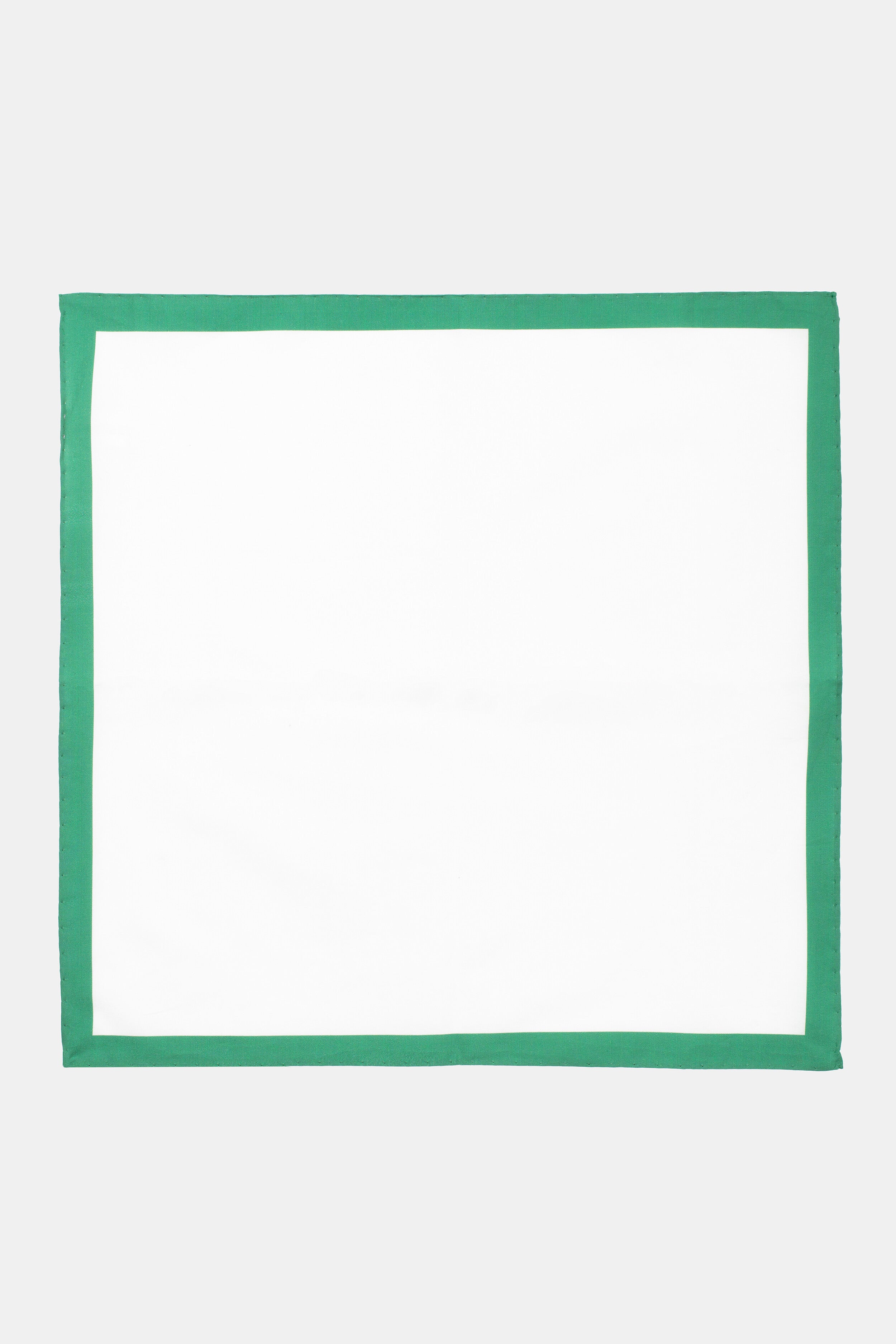 Cotton pocket-square - White-Green