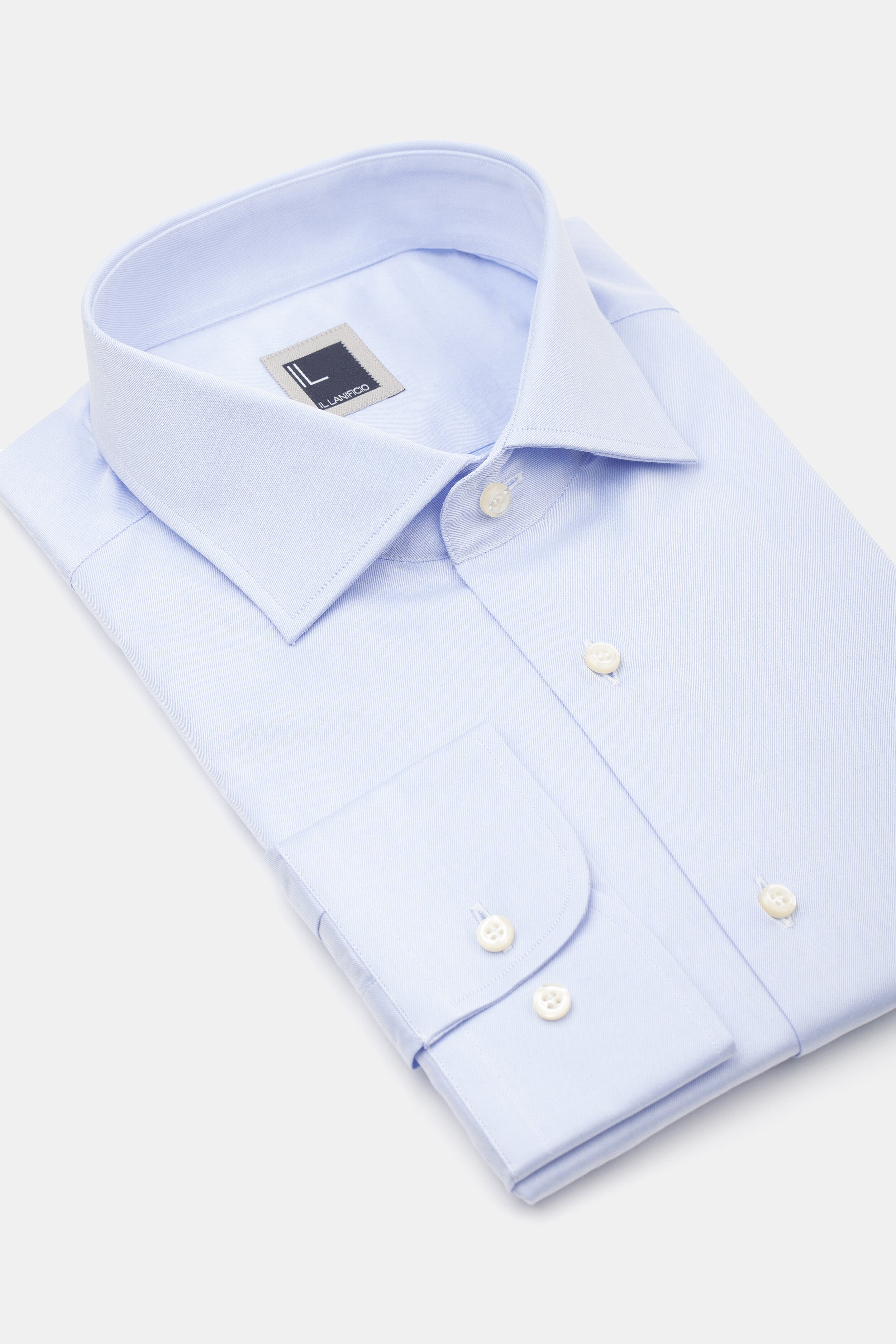 Camicia twill collo francese - AZZURRO