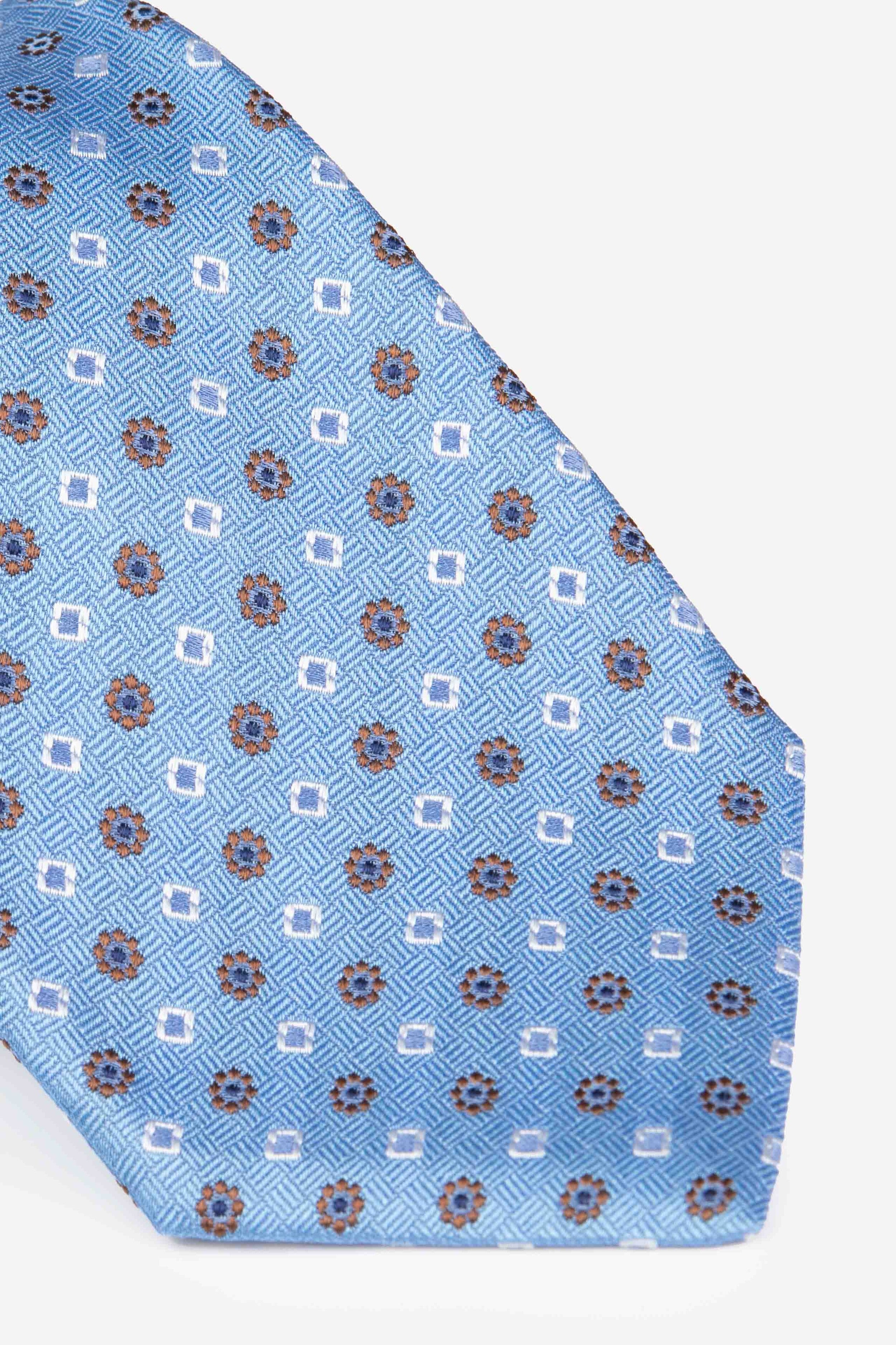 Silk floral tie - LIGHT BLUE MICRO-EFFECT