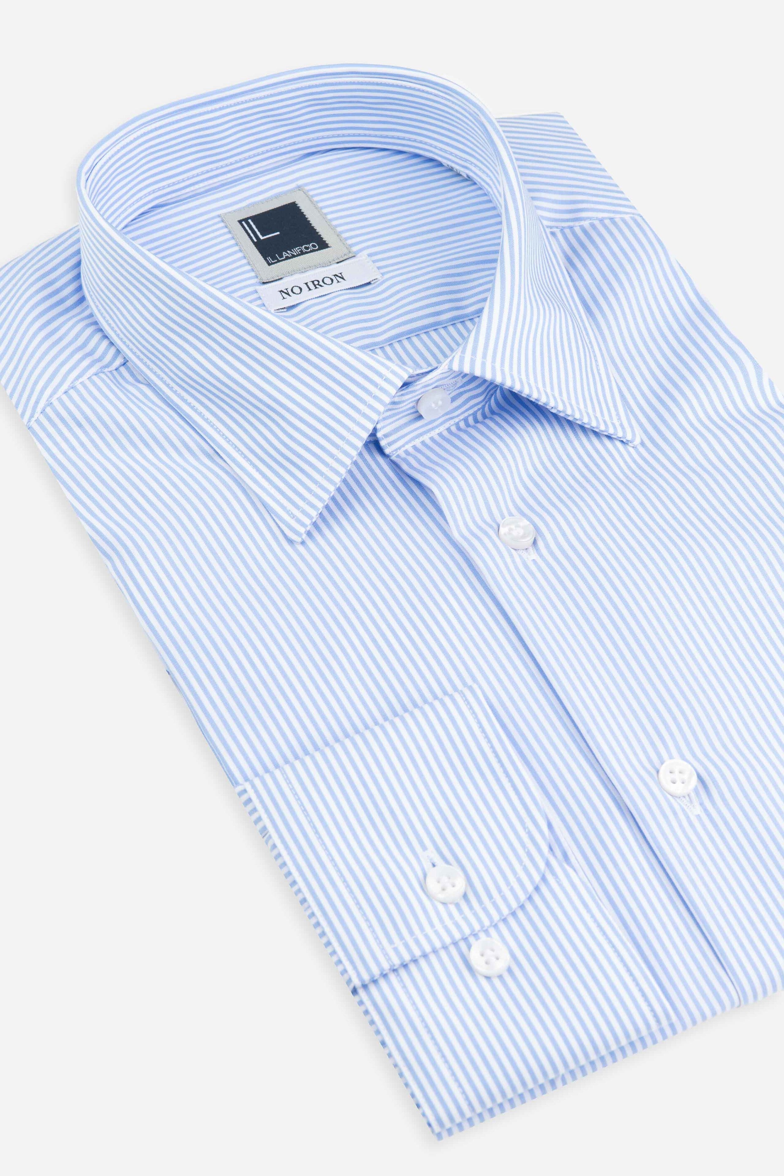 No iron striped shirt - Light blue stripe