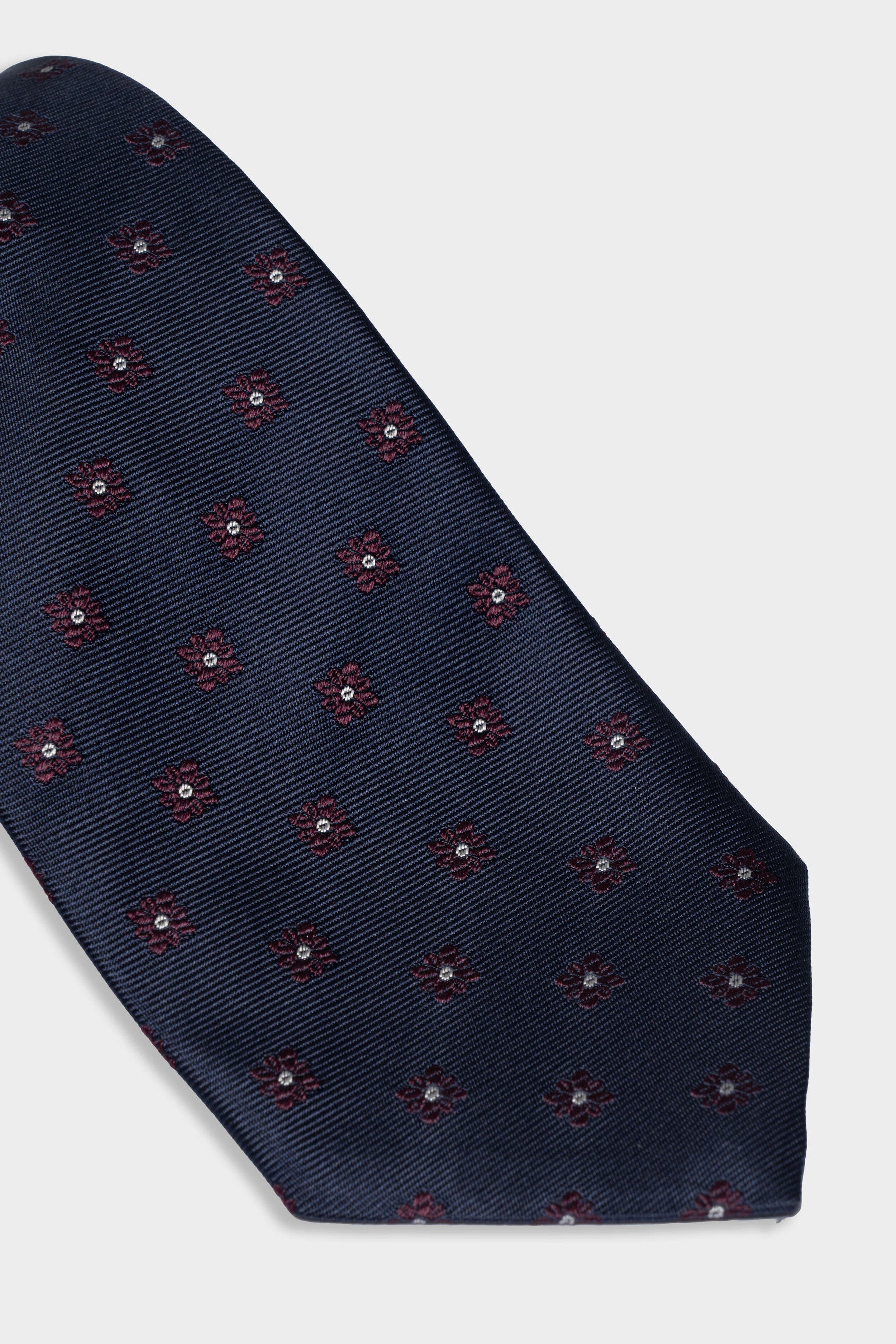 Geometric patterned tie - Blue-Burgundy pattern