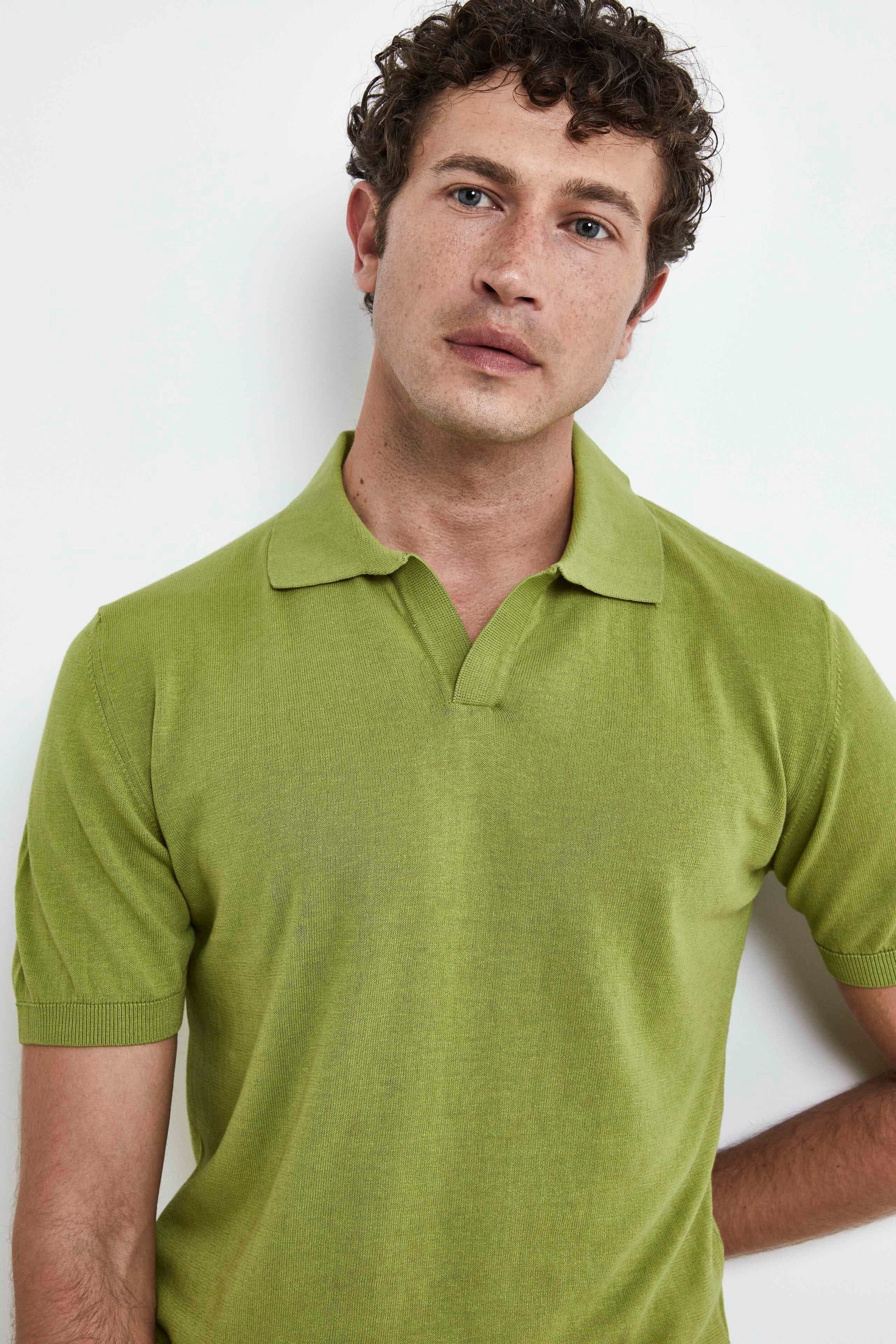 Knitted Casual Polo Shirt - GREEN