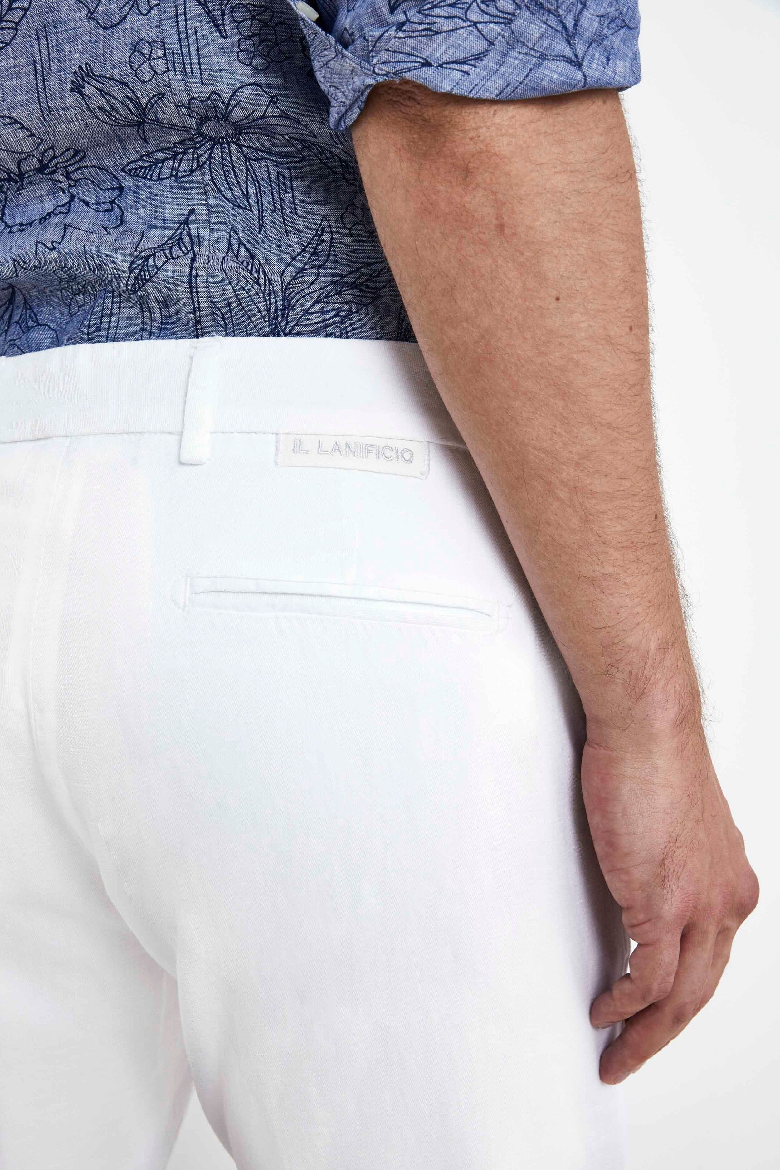 Pantaloni con pinces in cotone - BIANCO