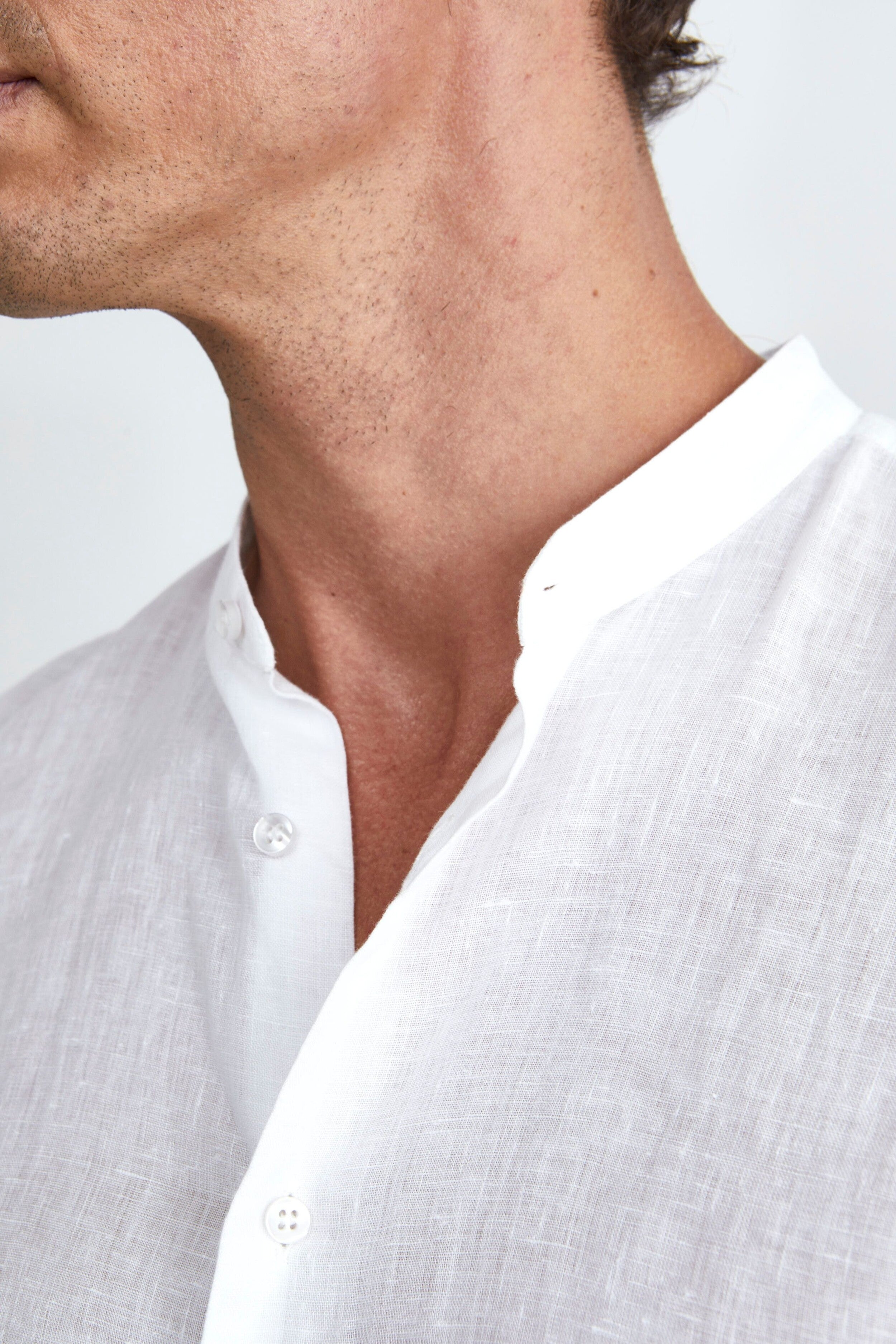 White Custom Fit Linen Shirt - WHITE