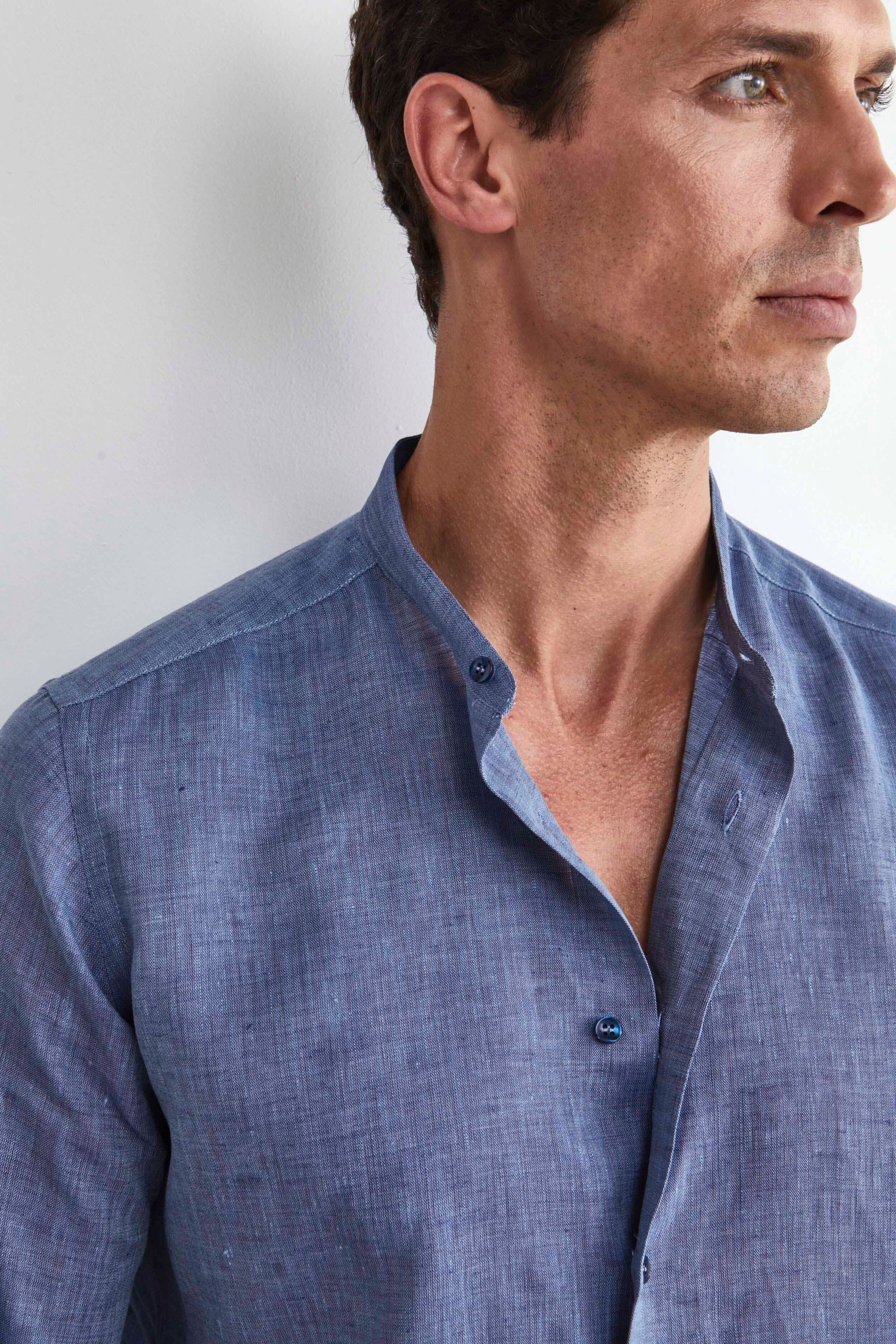 Korean linen shirt - Medium blue