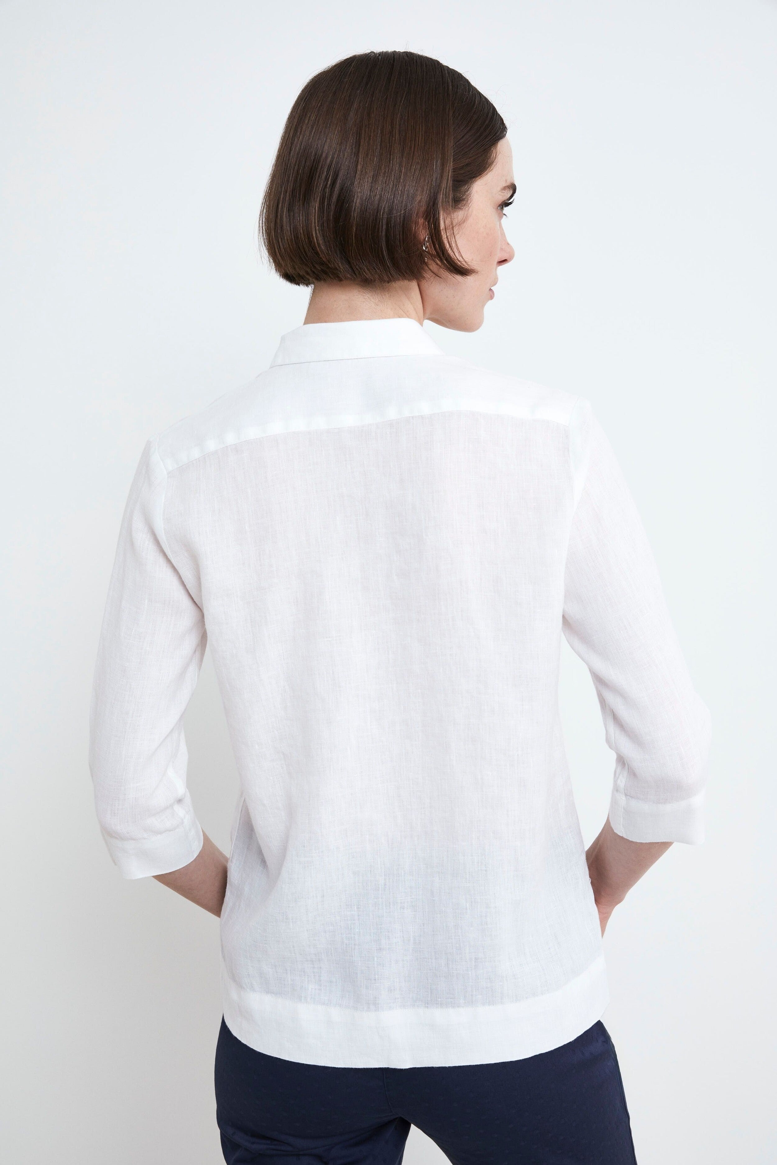 Regular Linen Shirt - WHITE