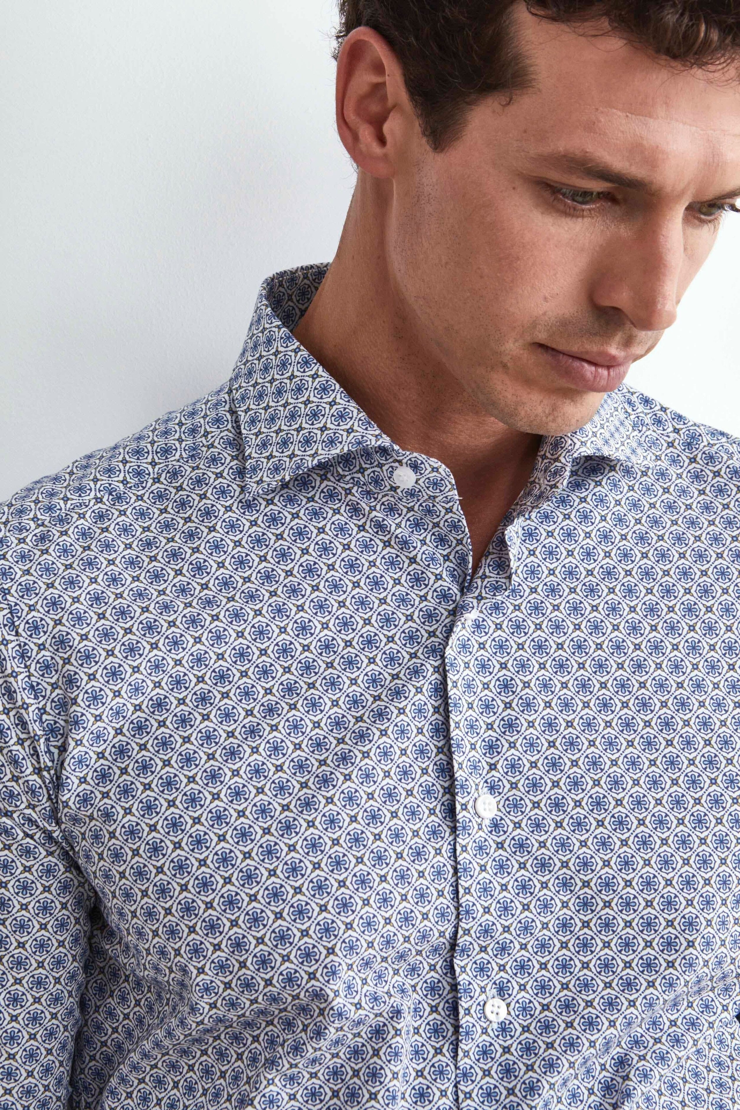 Blue Slim Fit Shirt - Blue pattern