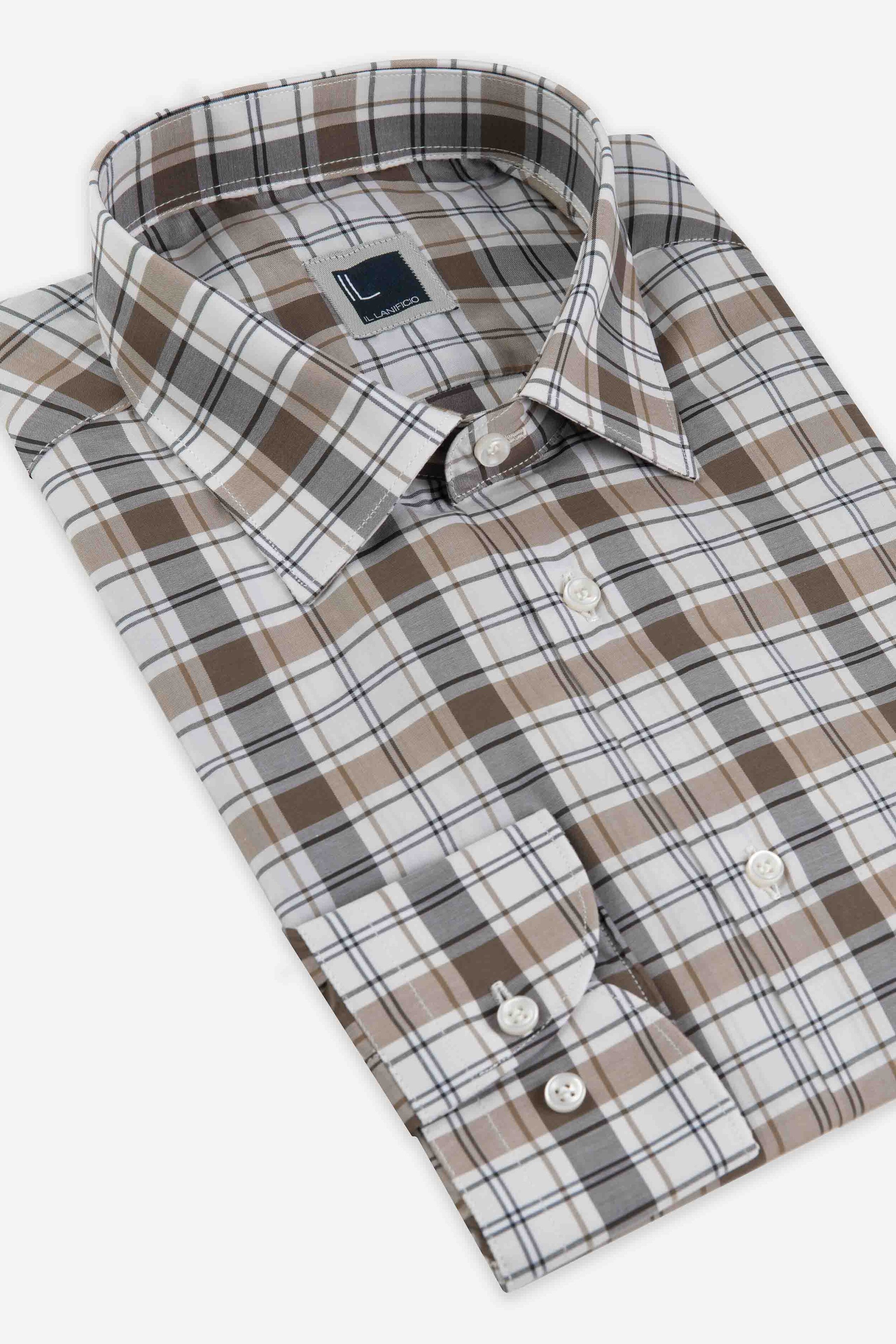 Camicia check in cotone - MARRONE QUADRI