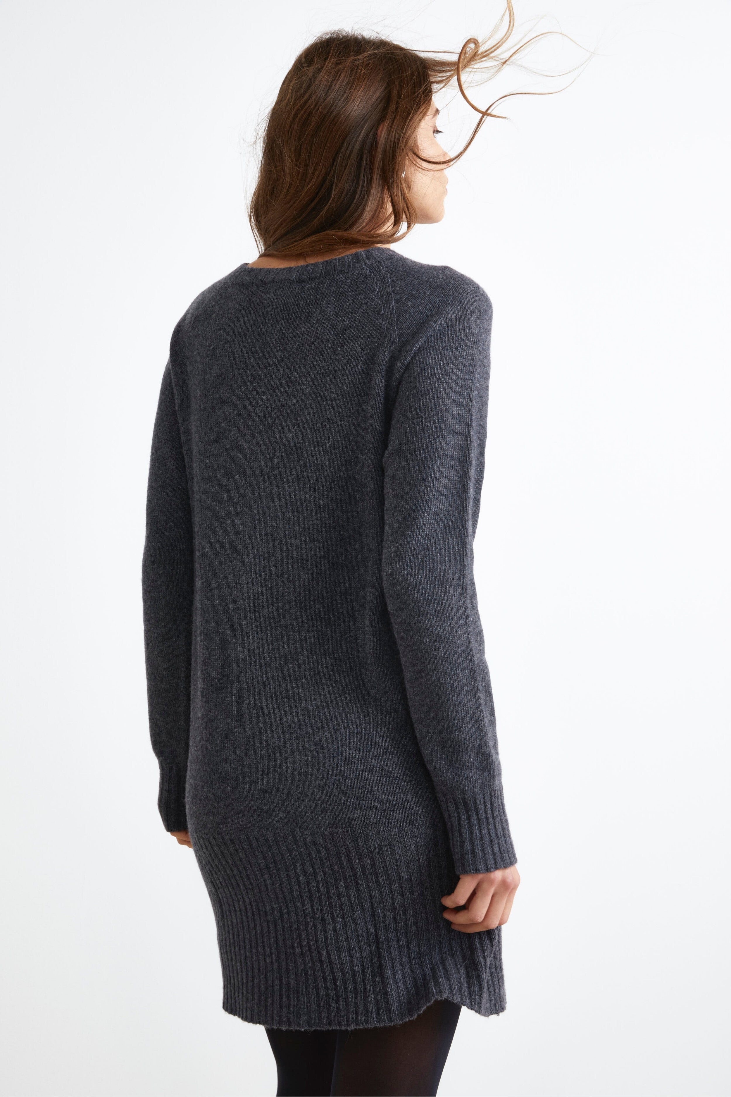 Abito Midi in Misto Cashmere - ANTRACITE