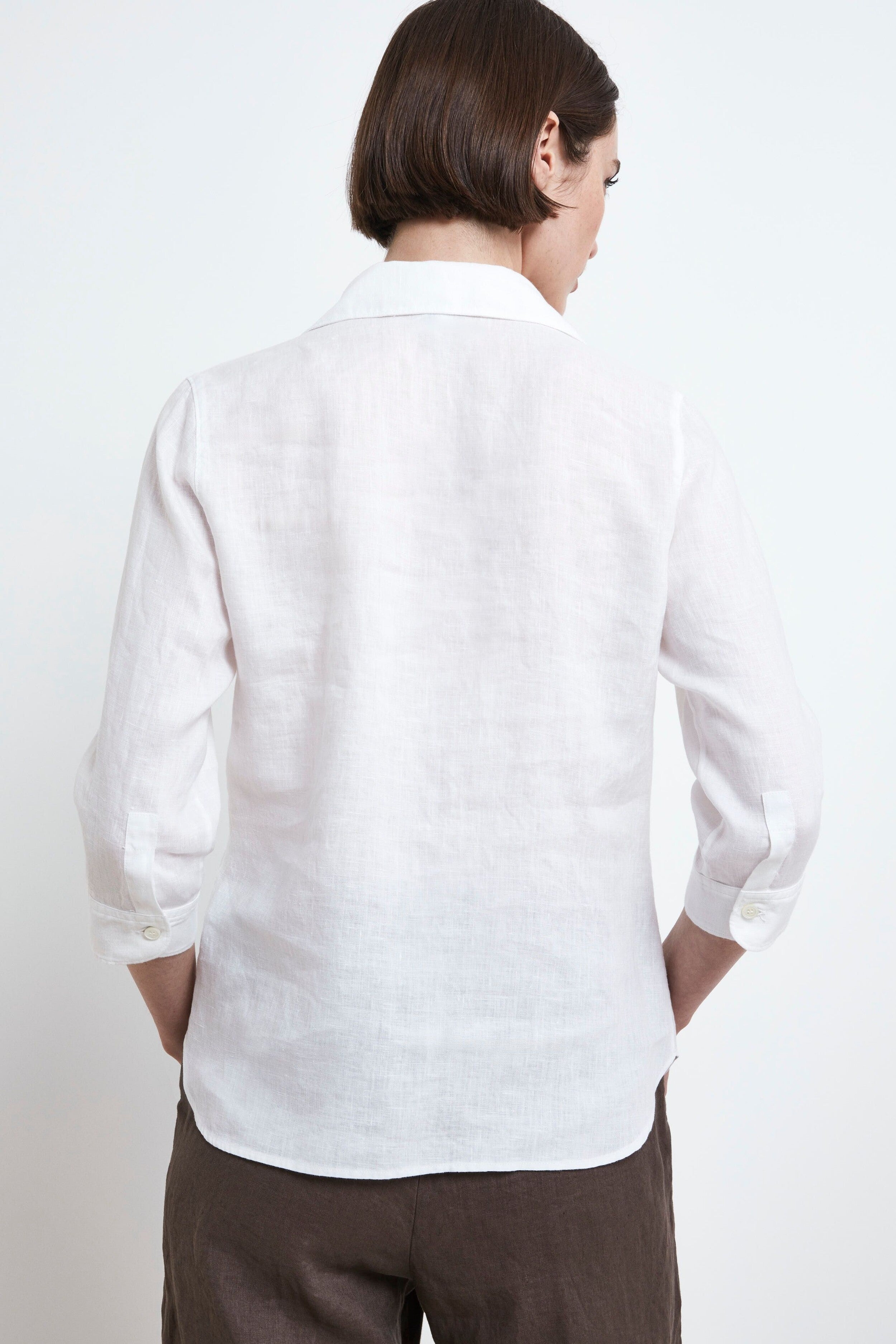 Camicia Basic in Lino - BIANCO