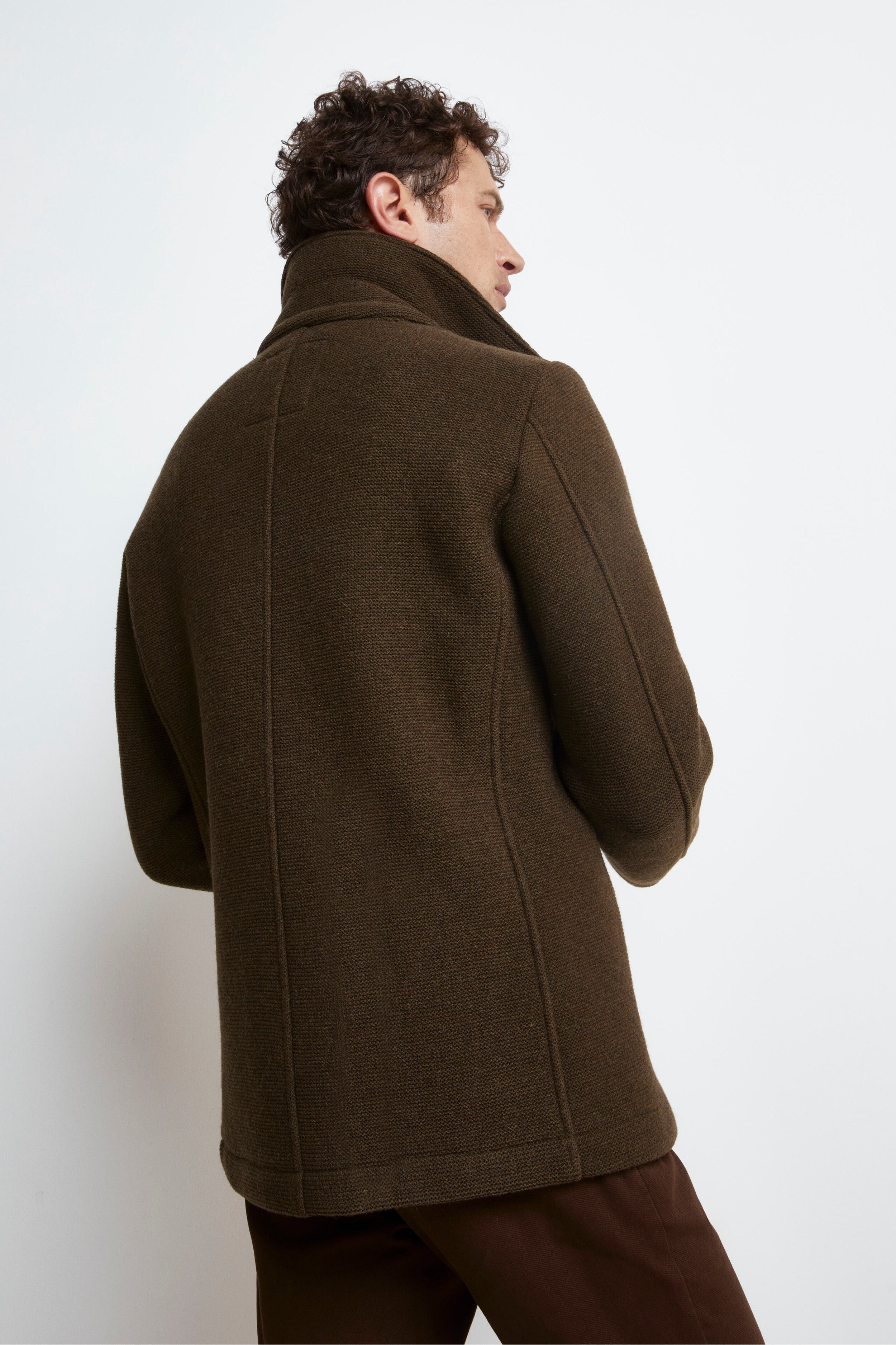 Double-breasted peacoat coat - brown