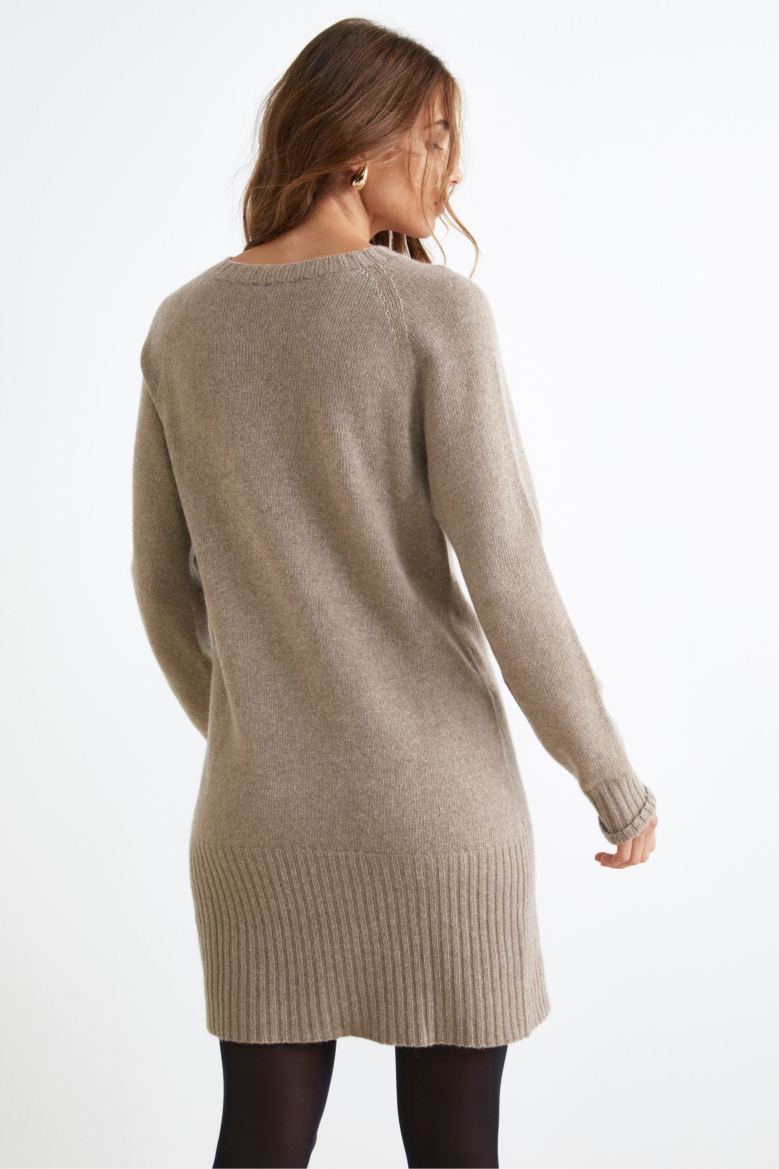 Abito Midi in Misto Cashmere - TORTORA