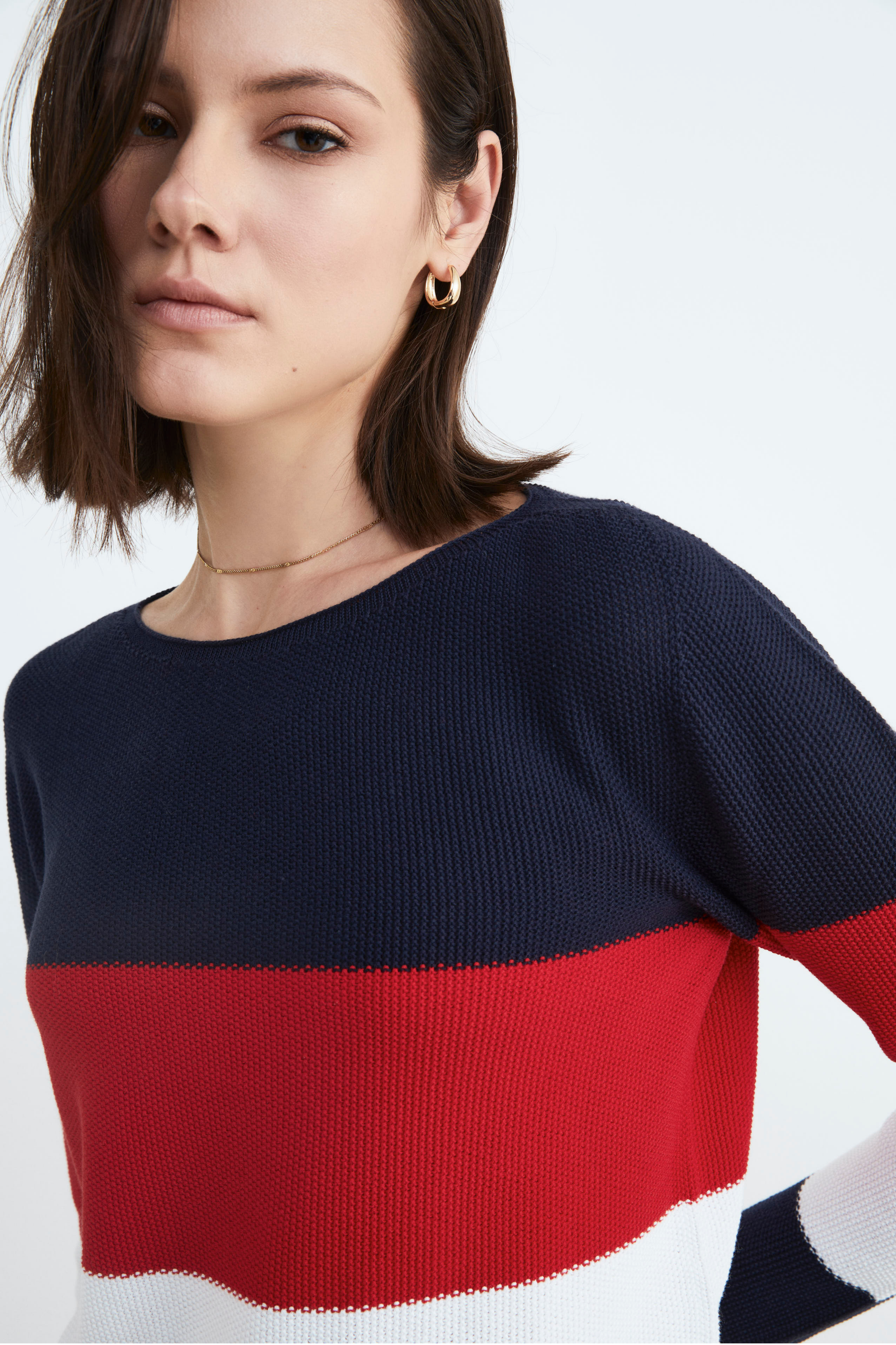 Striped cotton sweater - Blue-Red