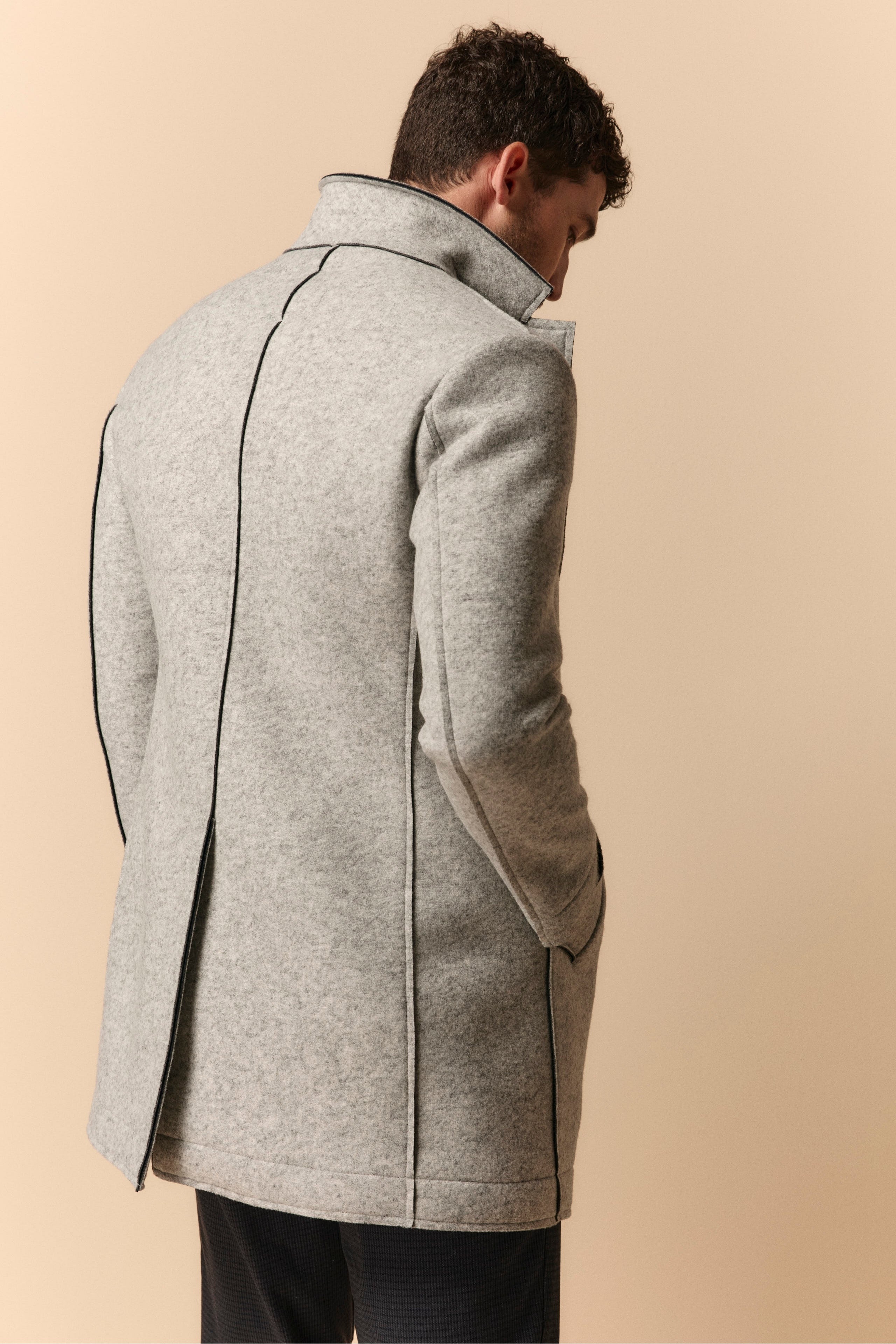 Cappotto Taglio Vivo Con Pettorina - GRIGIO CHIARO