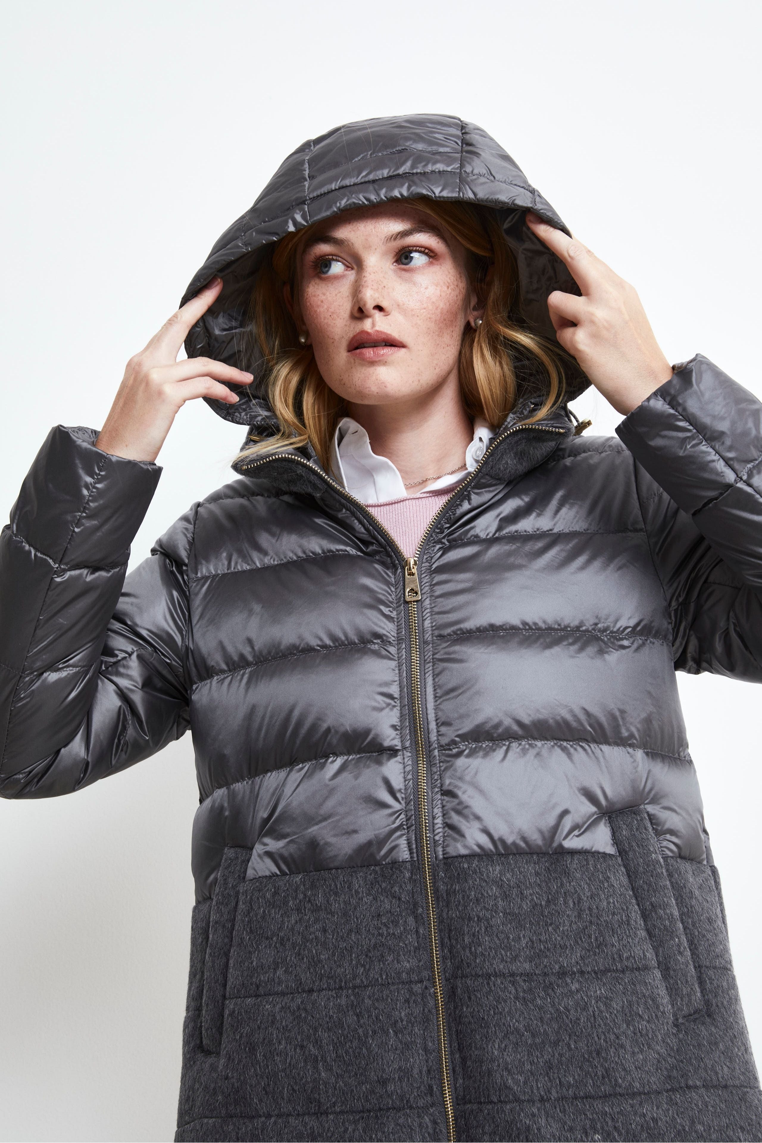 Double Fabric Padded Jacket - GREY