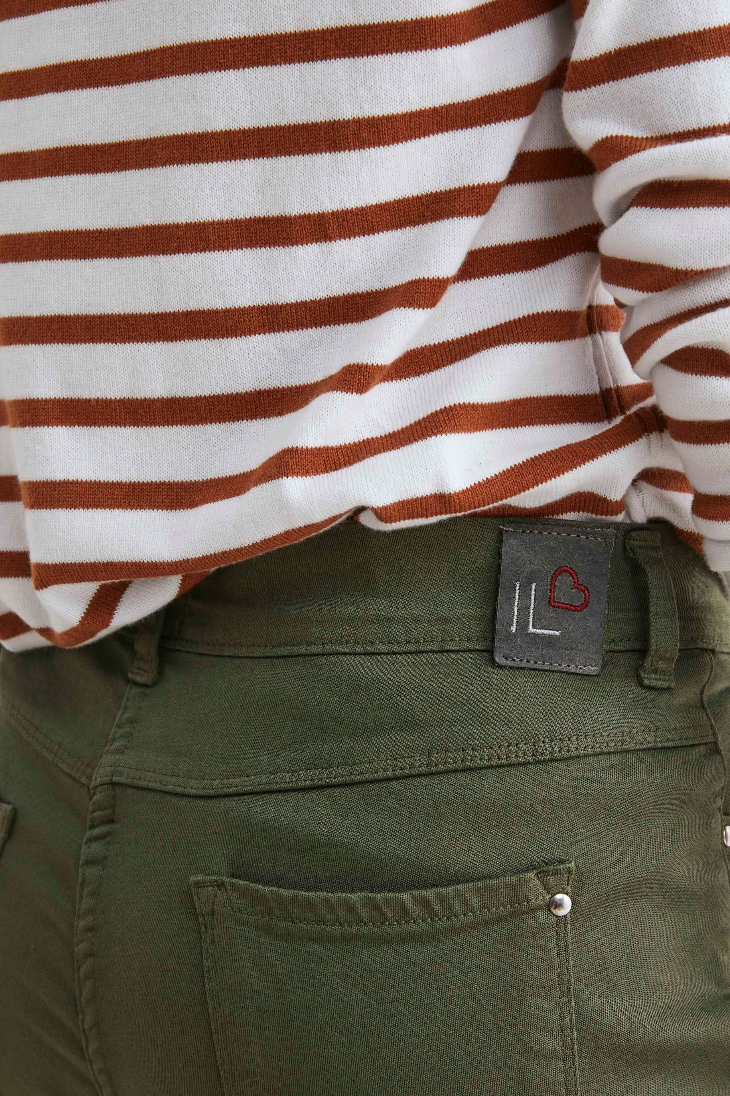 Pantaloni casual in cotone - VERDE MILITARE