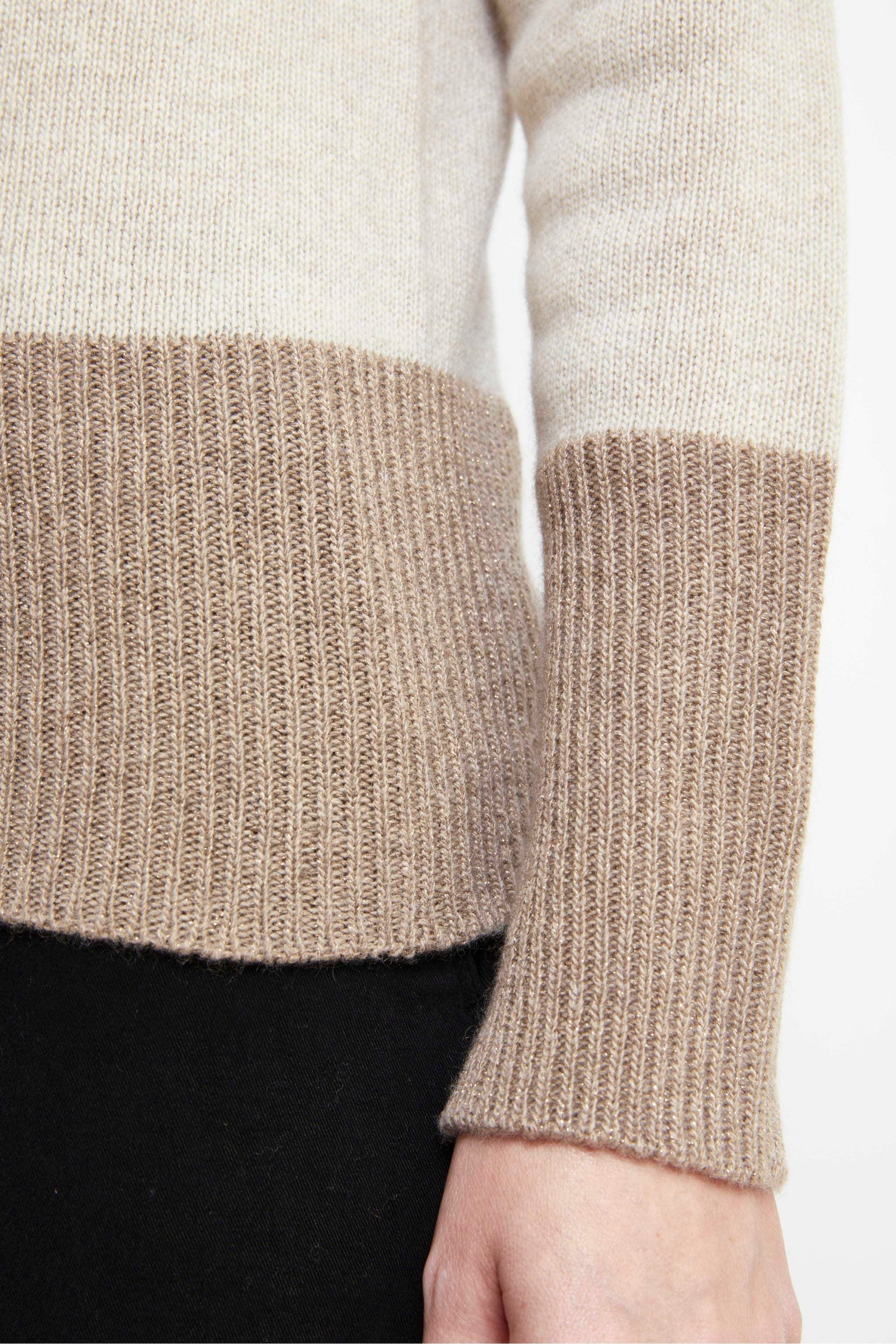 Crewneck Lurex Sweater - BEIGE