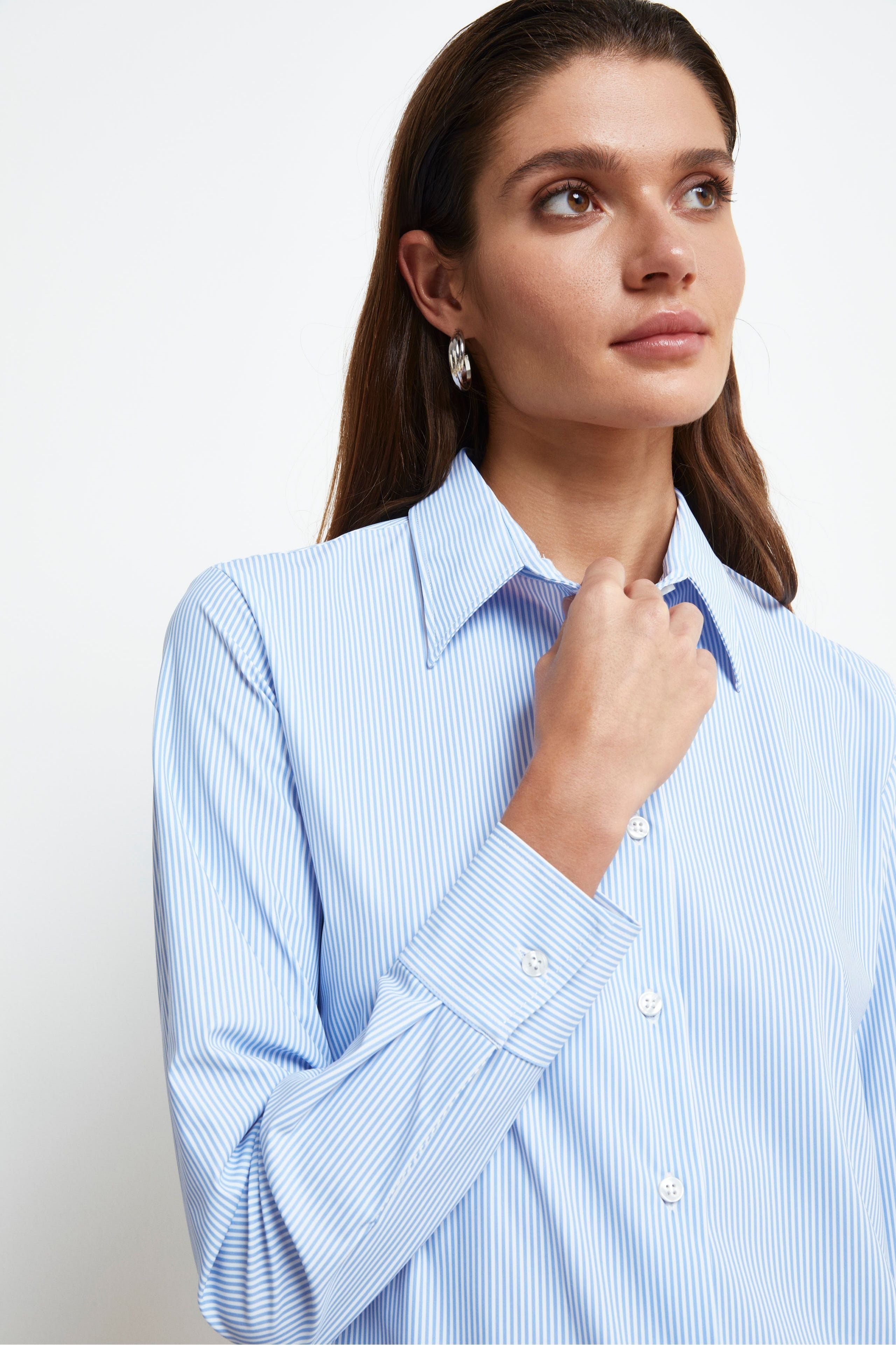 Camicia Jersey con Pinces - AZZURRO RIGATO