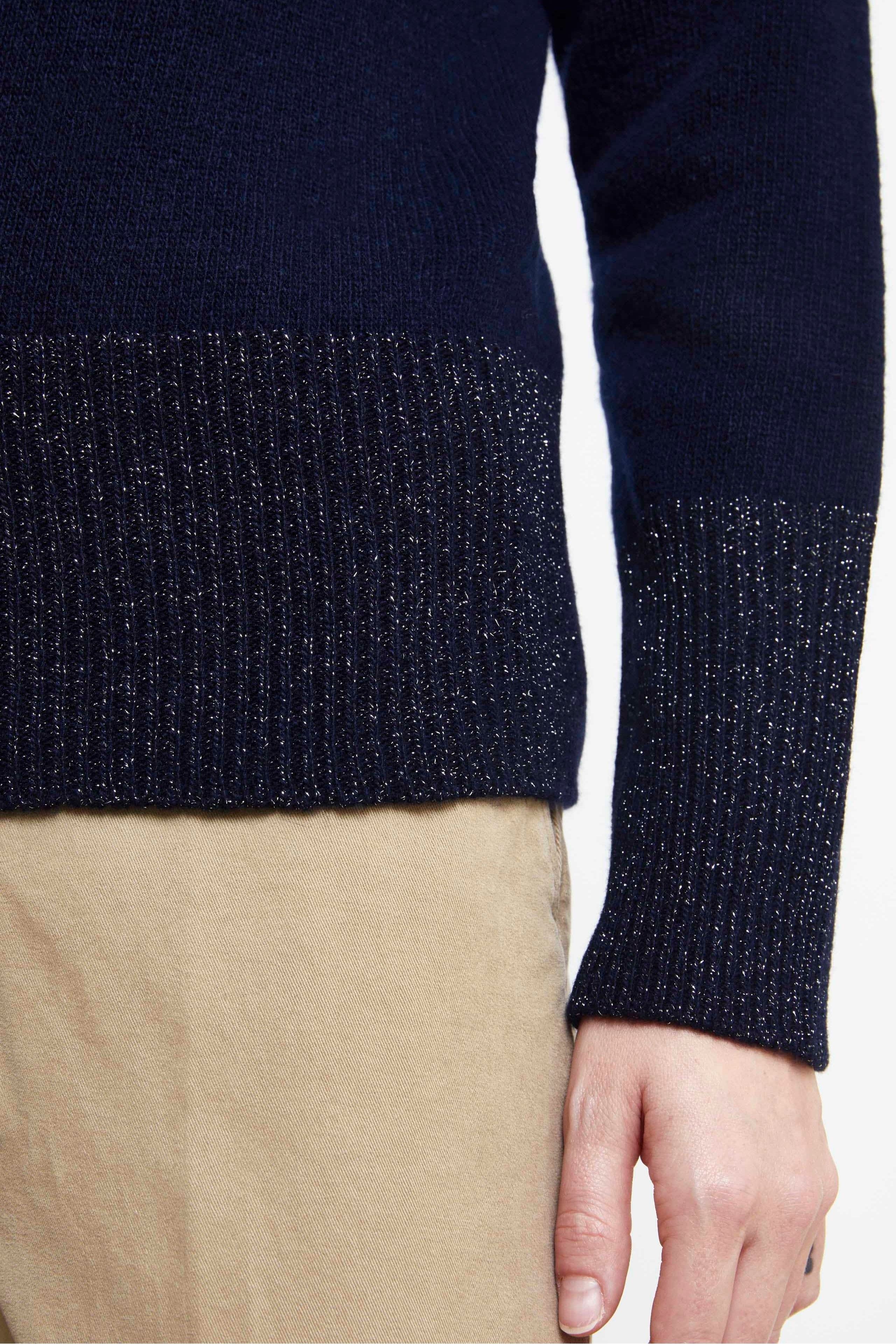 Crewneck Lurex Sweater - BLUE