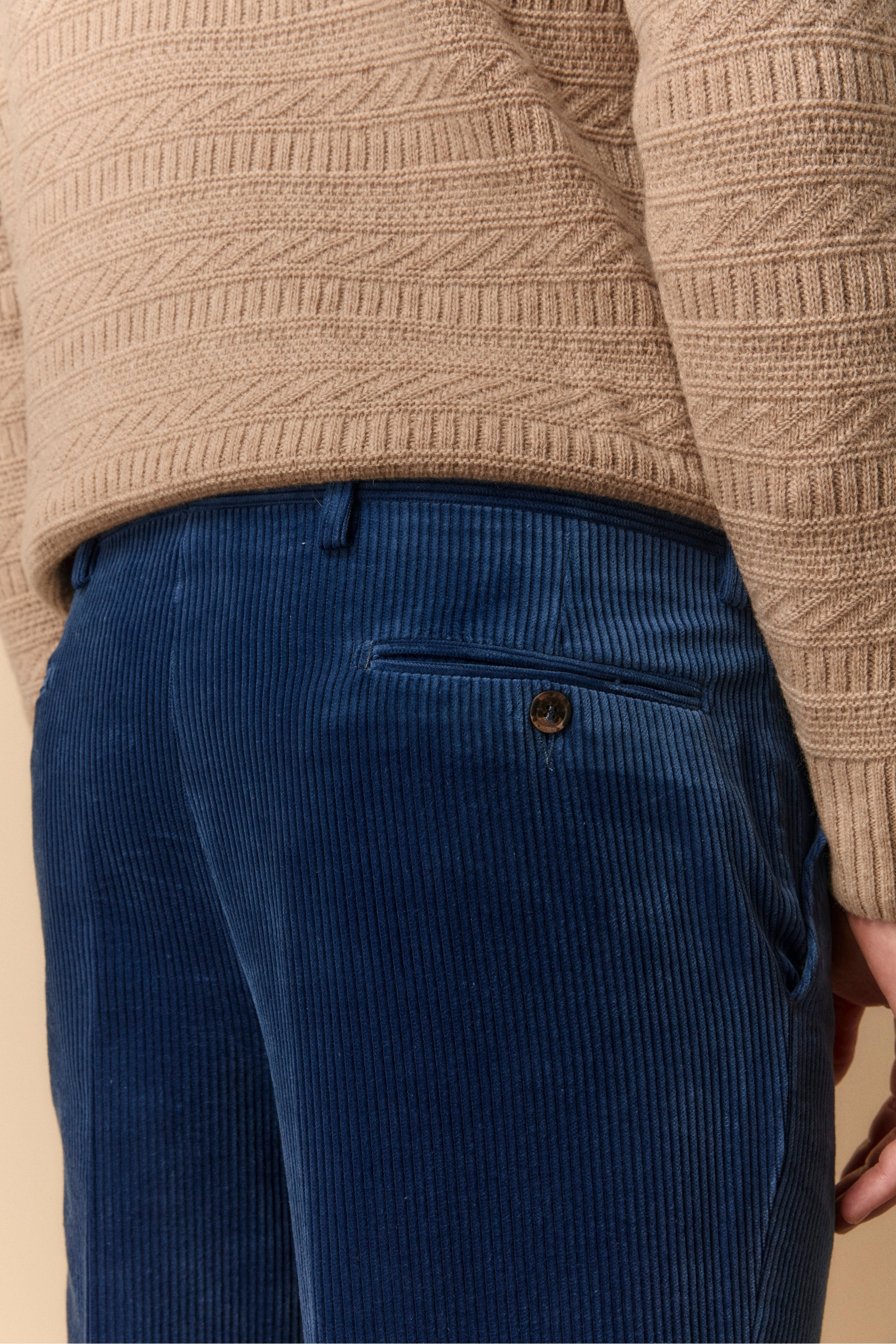 Pantalone in Velluto Regular Fit - BLU APERTO