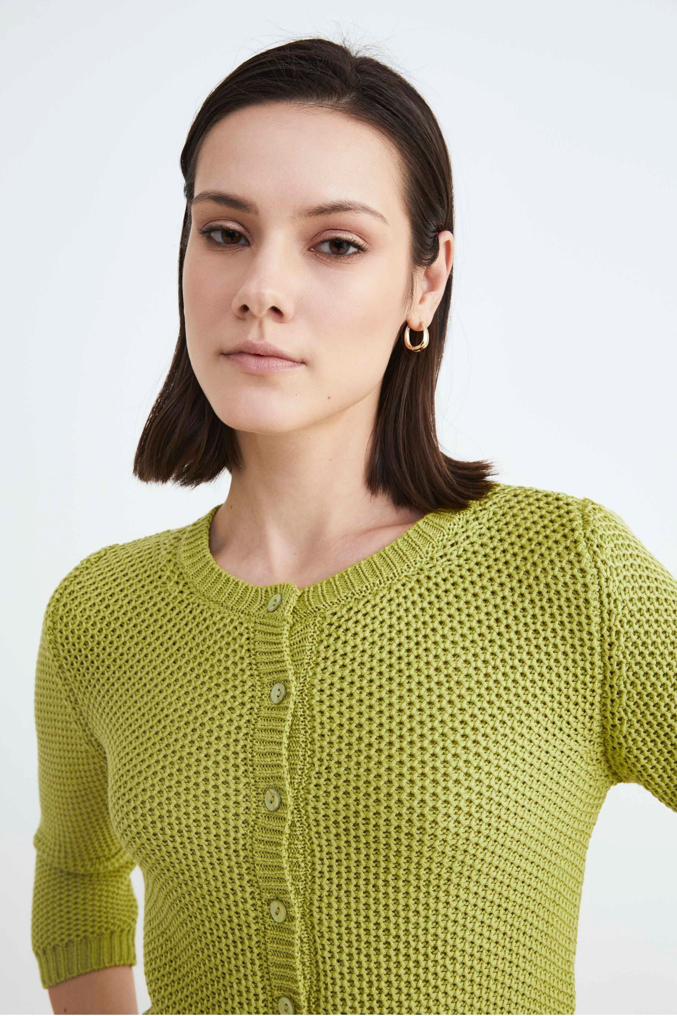 Cardigan donna traforato - VERDE