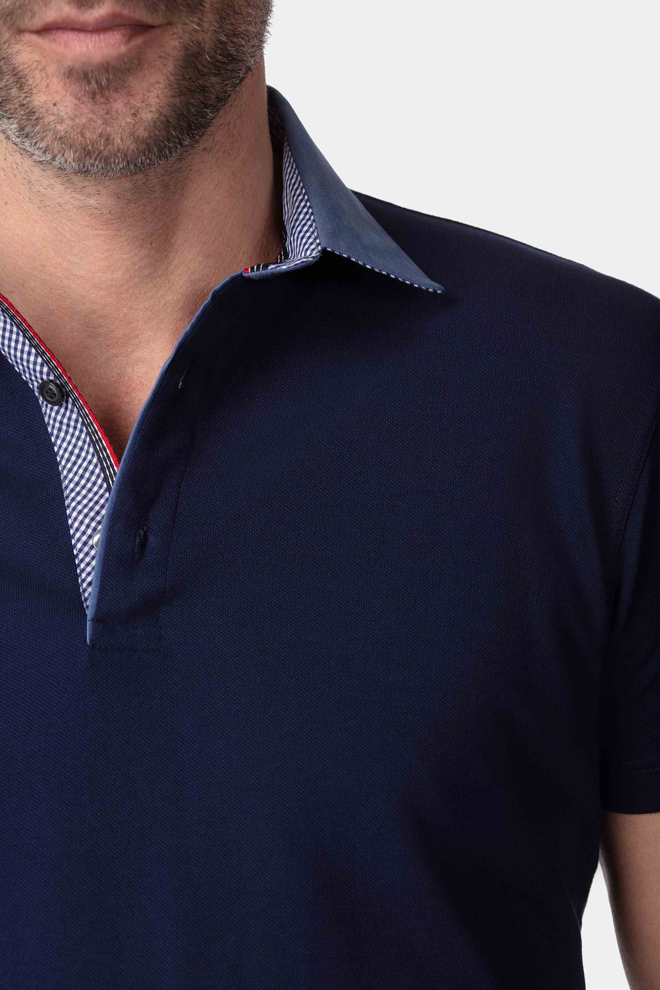 Short-sleeved piqué polo shirt - BLUE
