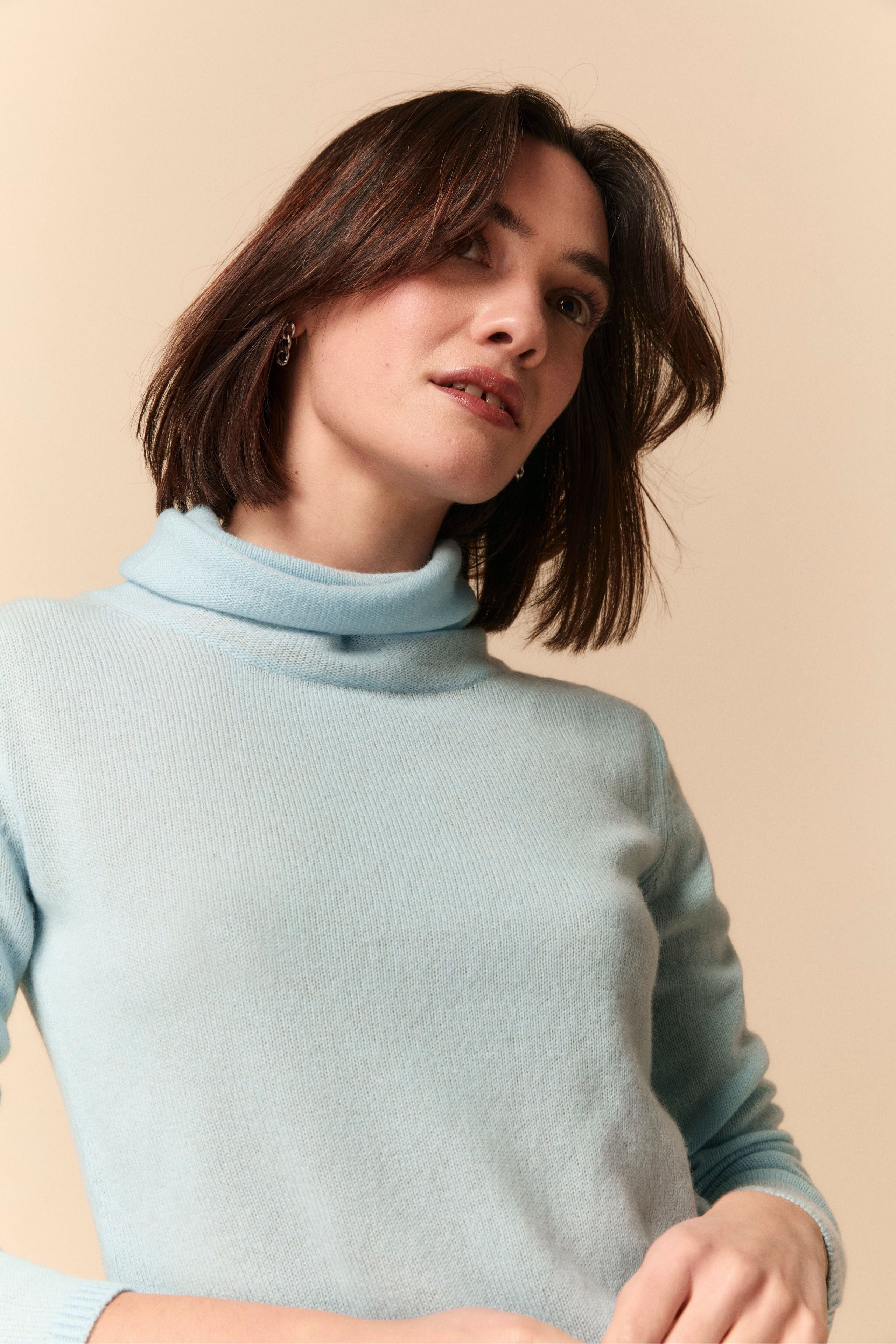 Maglia Collo Morbido in Cashmere - AZZURRO