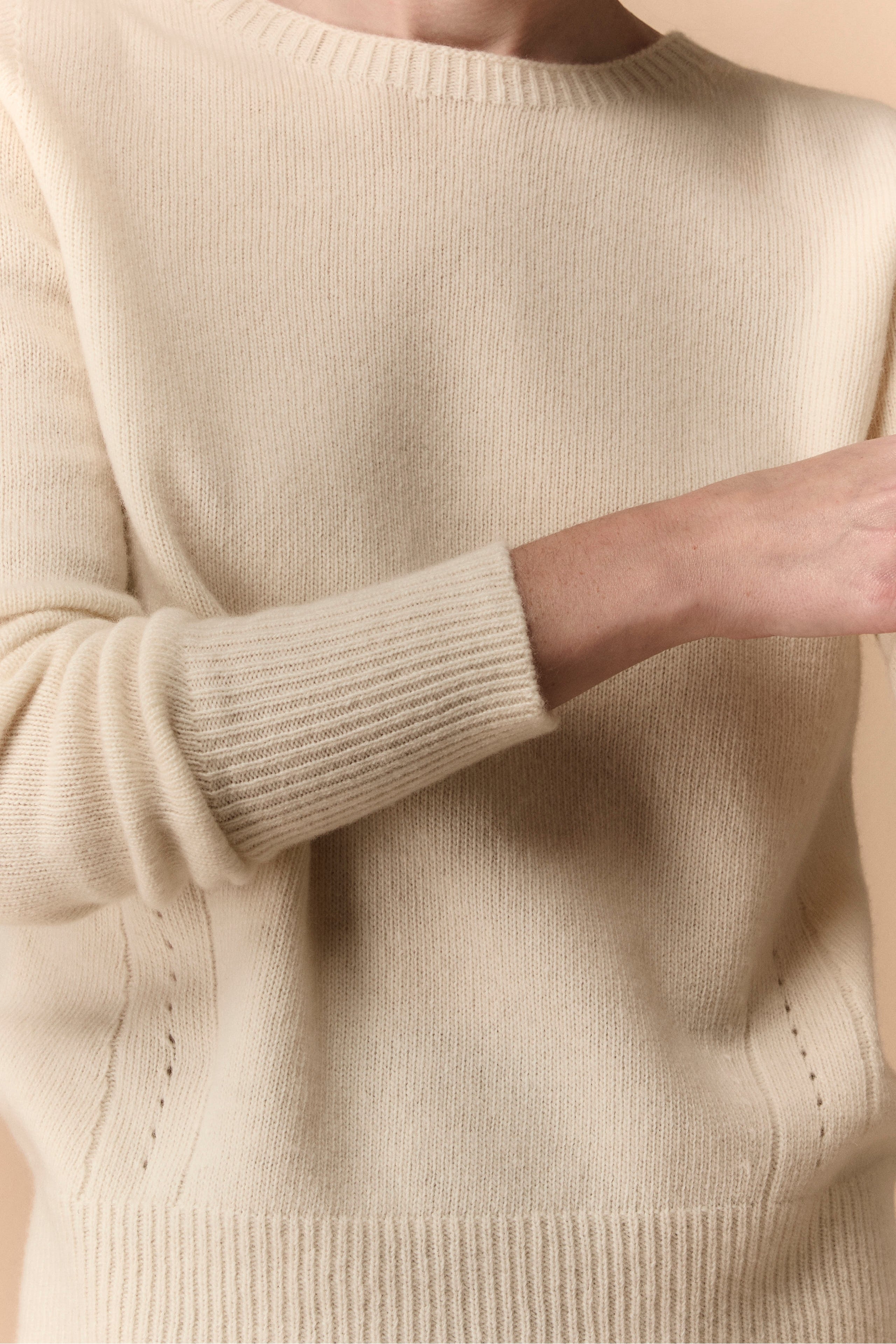 Crew Neck Sweater in Merino Wool - CREAM