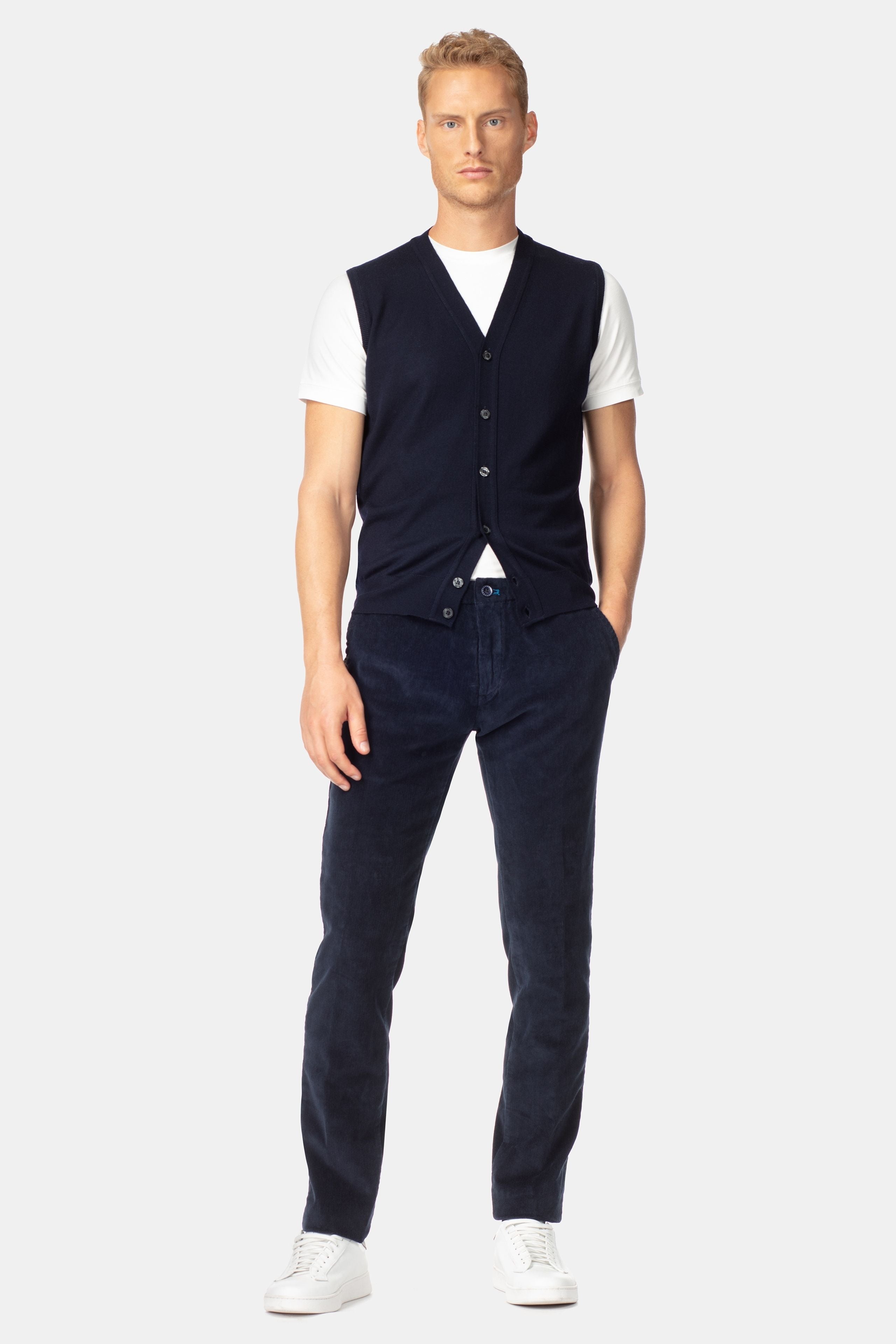 Wool waistcoat with buttons - BLUE