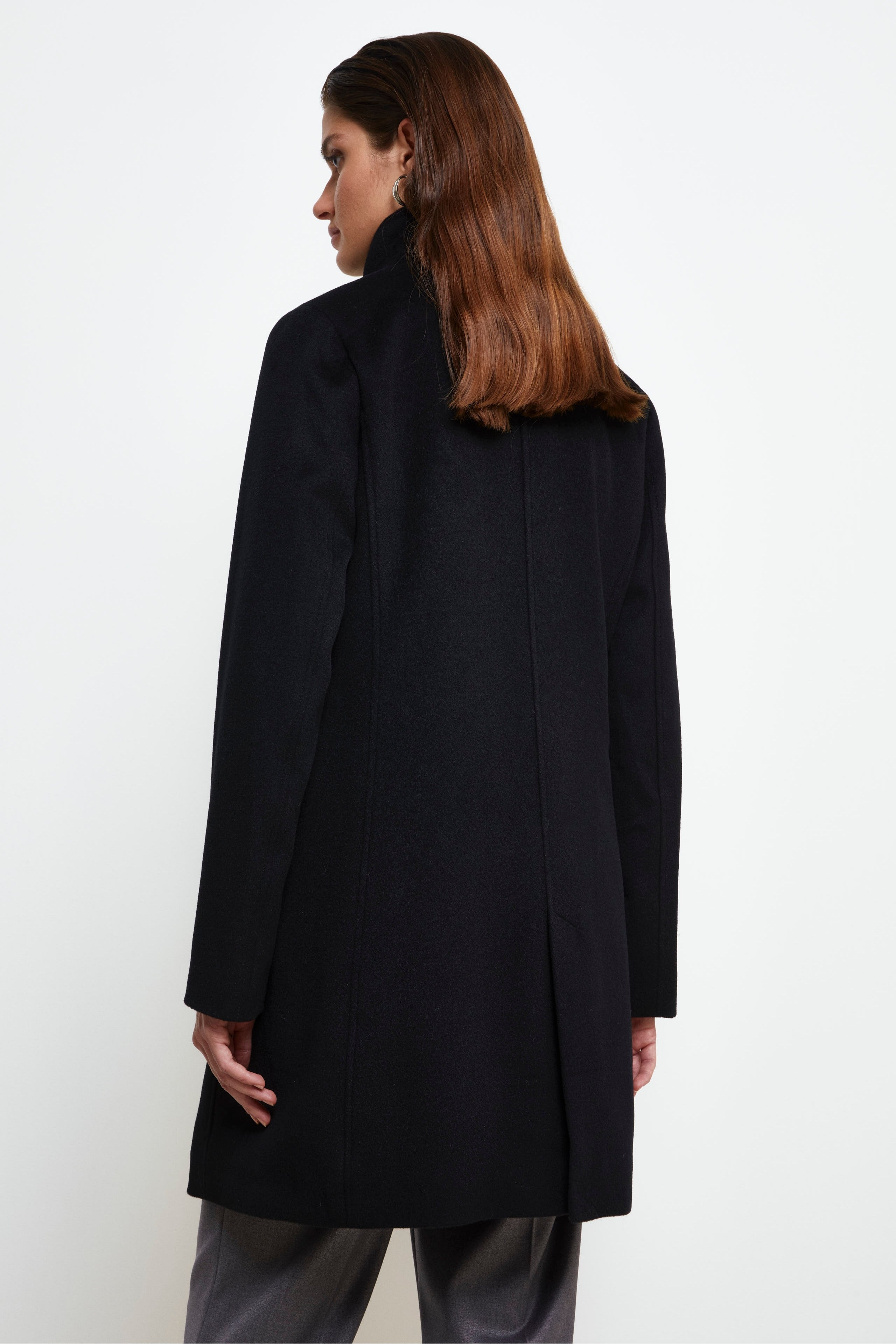 Cappotto midi in lana - NERO