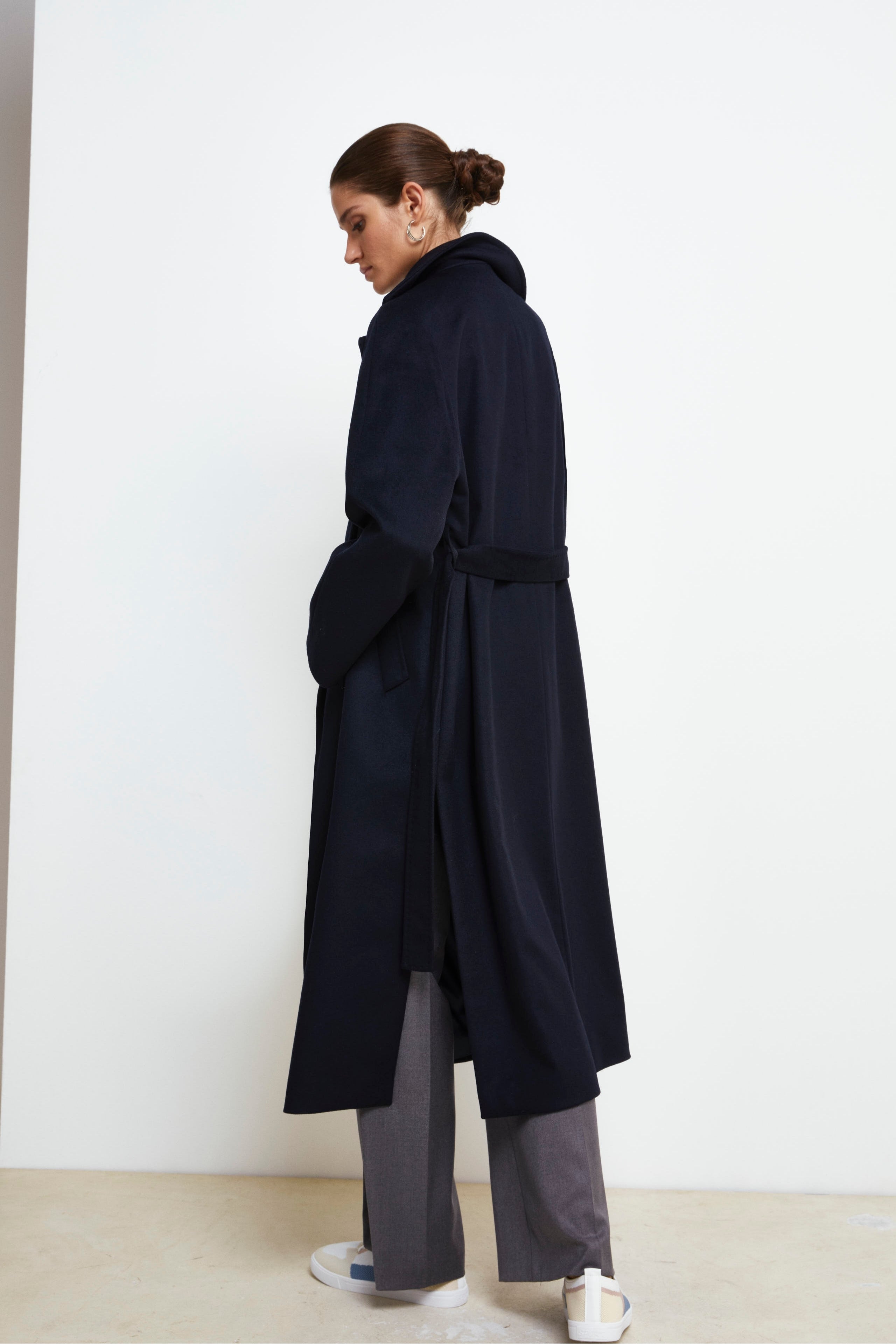 Long coat in wool and cashmere - BLUE