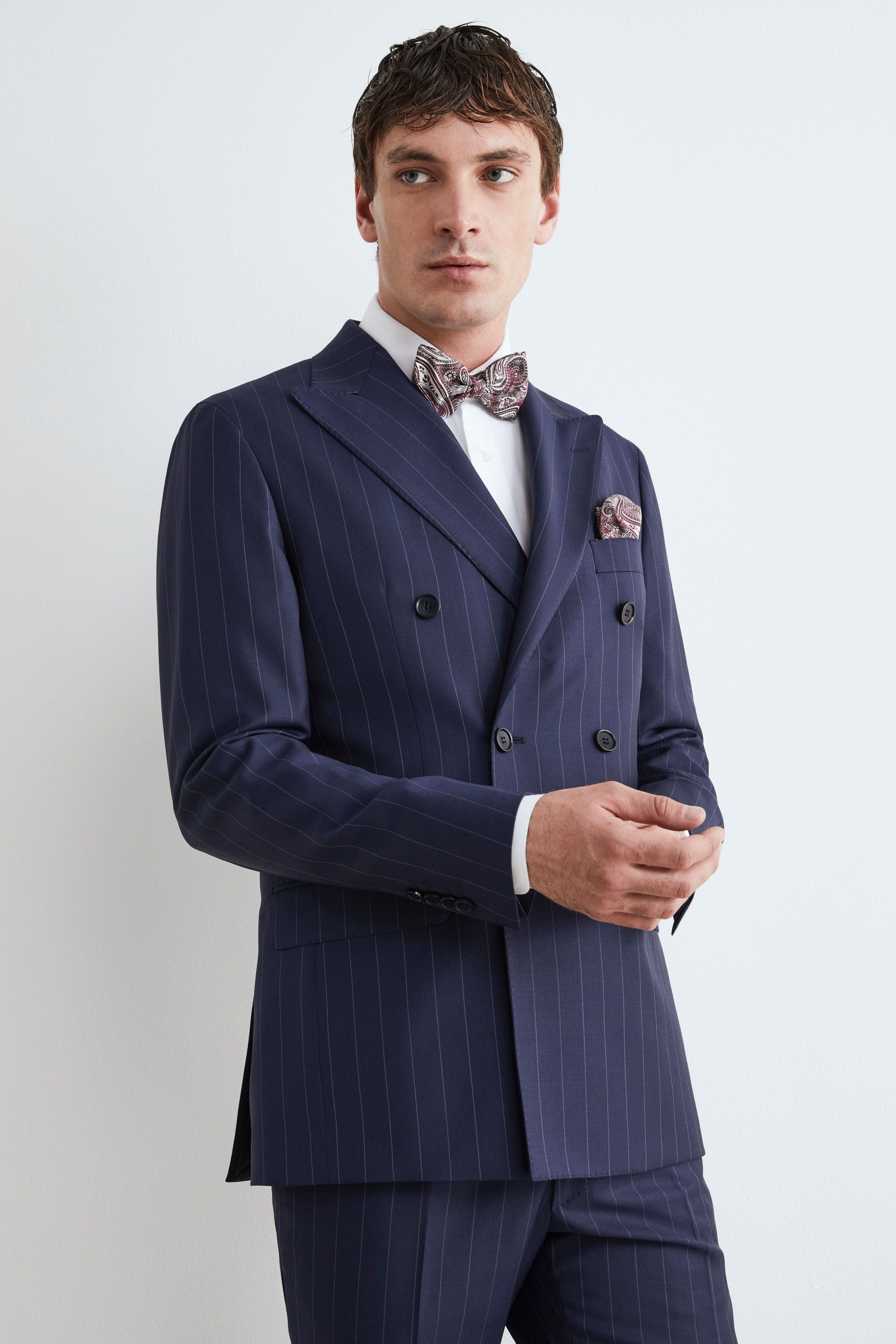 Double-breasted pinstripe suit - Blue pinstirpe