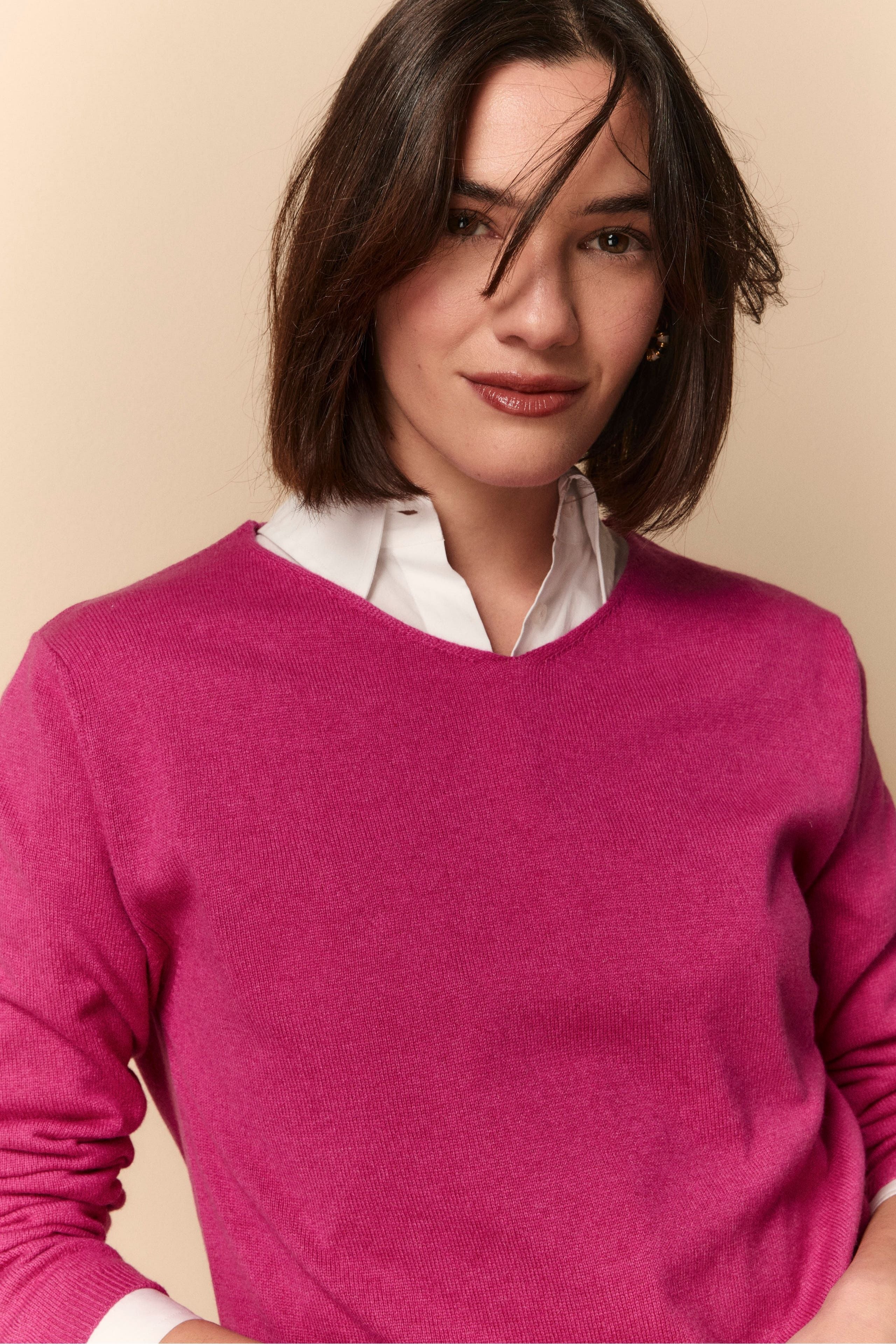 Maglia Scollo a V in Seta e Cashmere - AZALEA