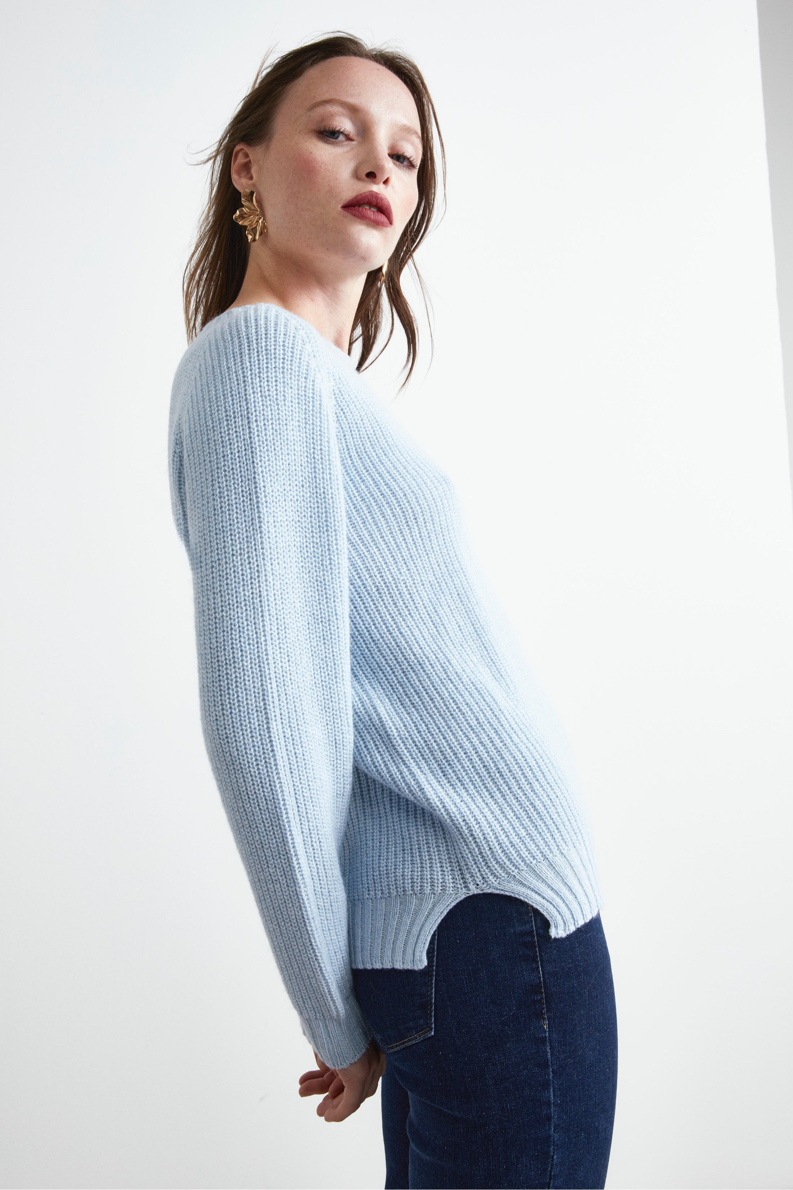 Soft Lurex Sweater - Light Blue