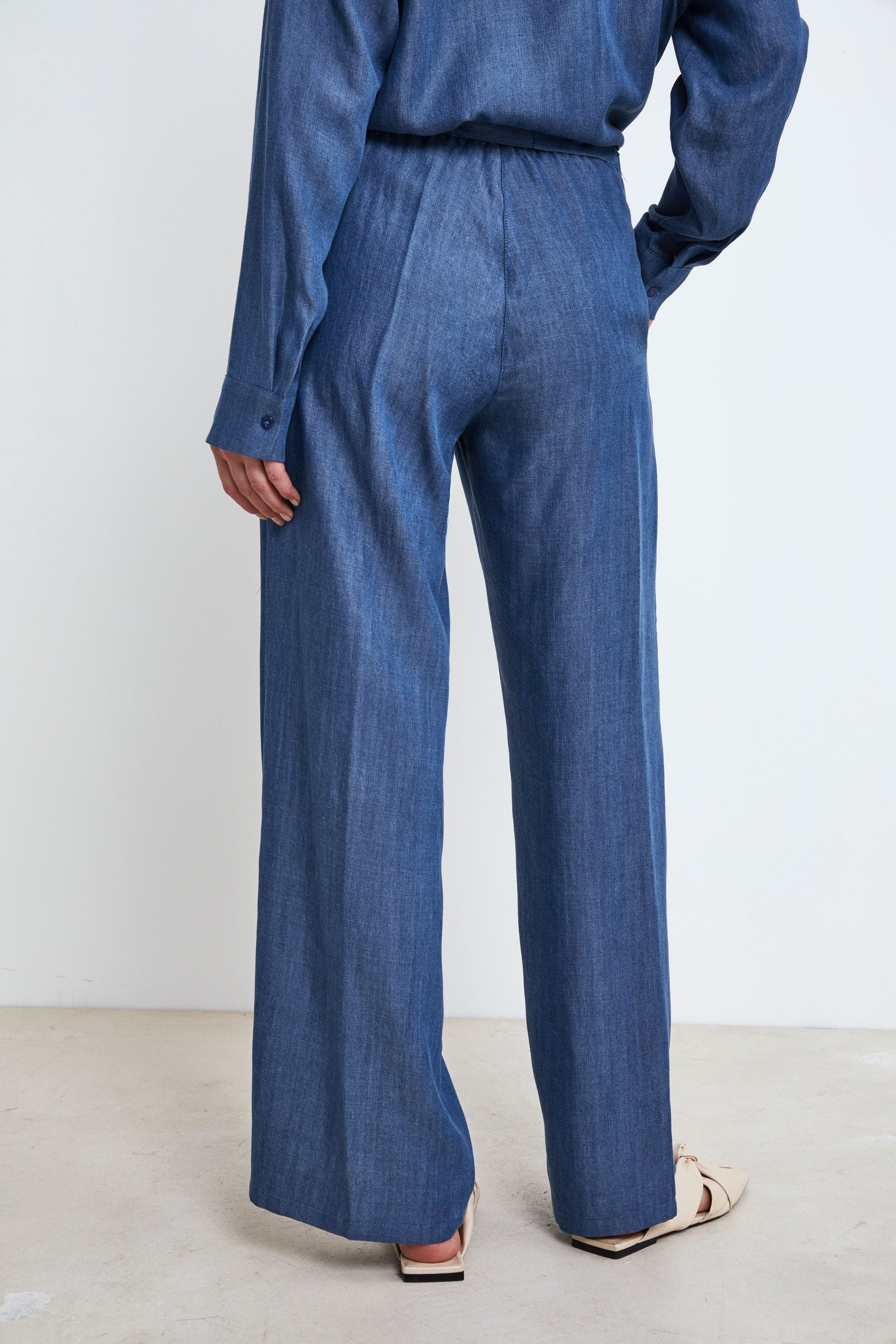 Pantalone Denim a Palazzo - BLU