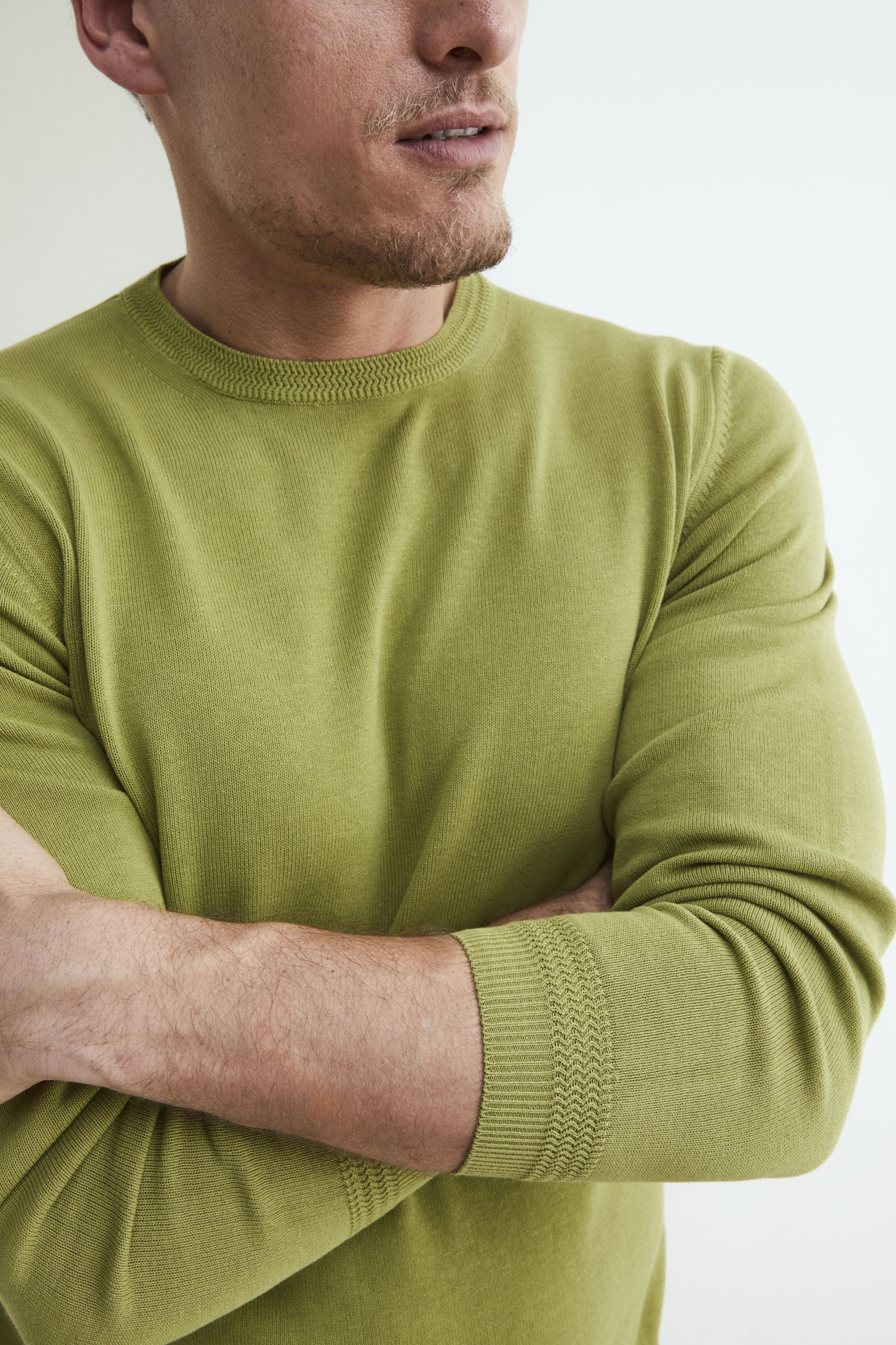 Slim crew neck sweater - LICHEN GREEN