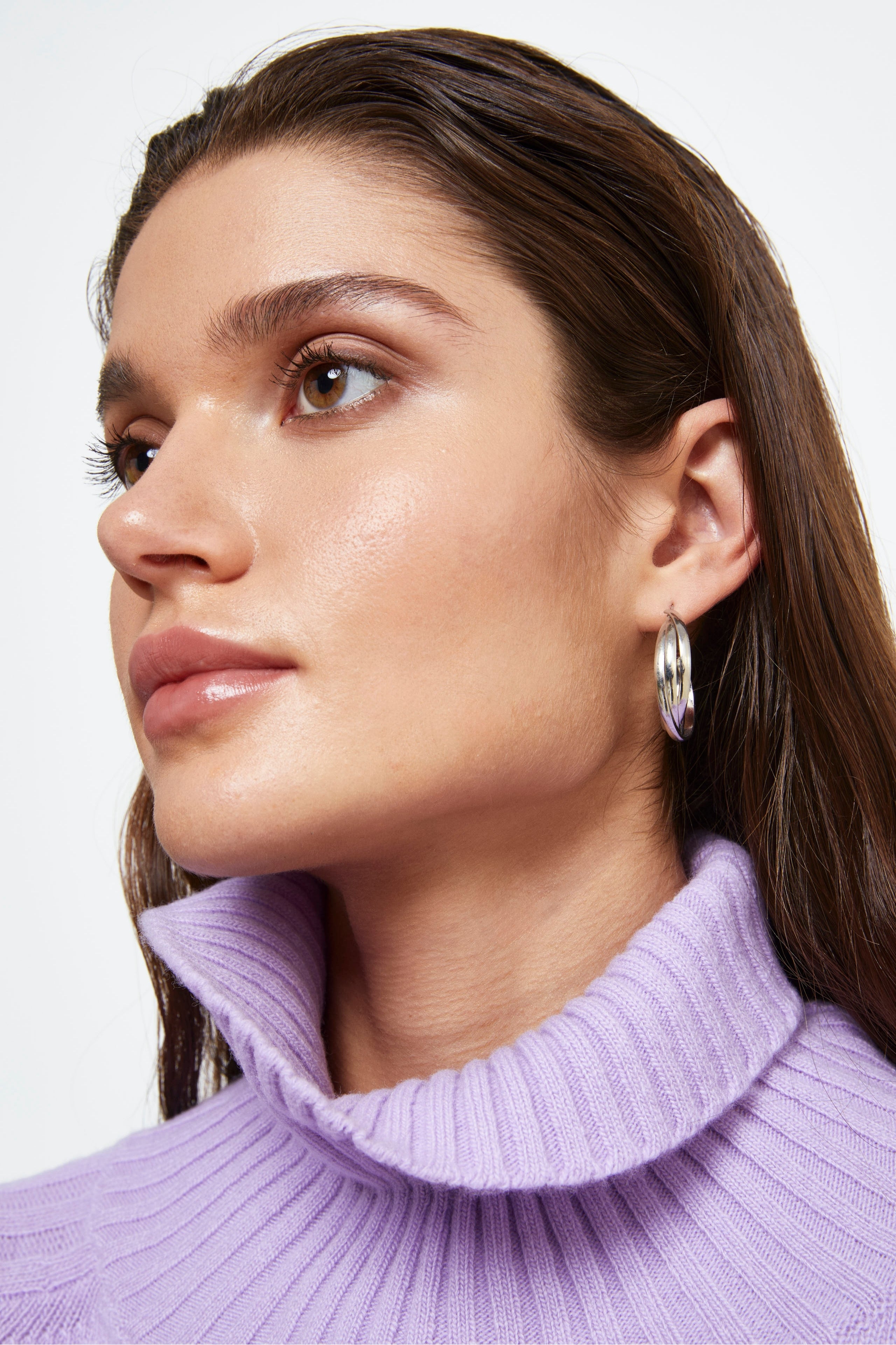 Raglan Turtleneck in Wool and Cashmere - Perwinkle