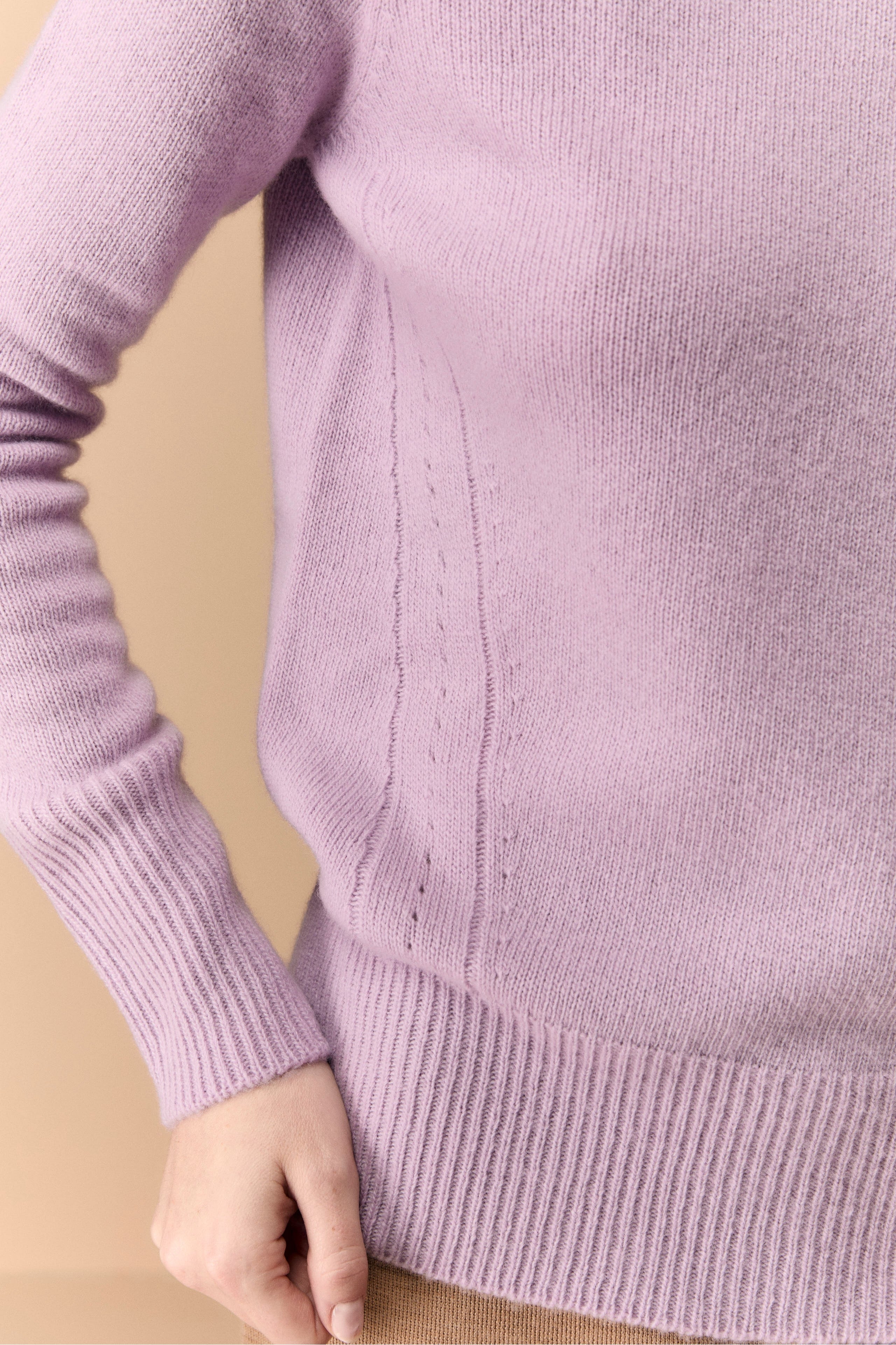 Crew Neck Sweater in Merino Wool - Lilac