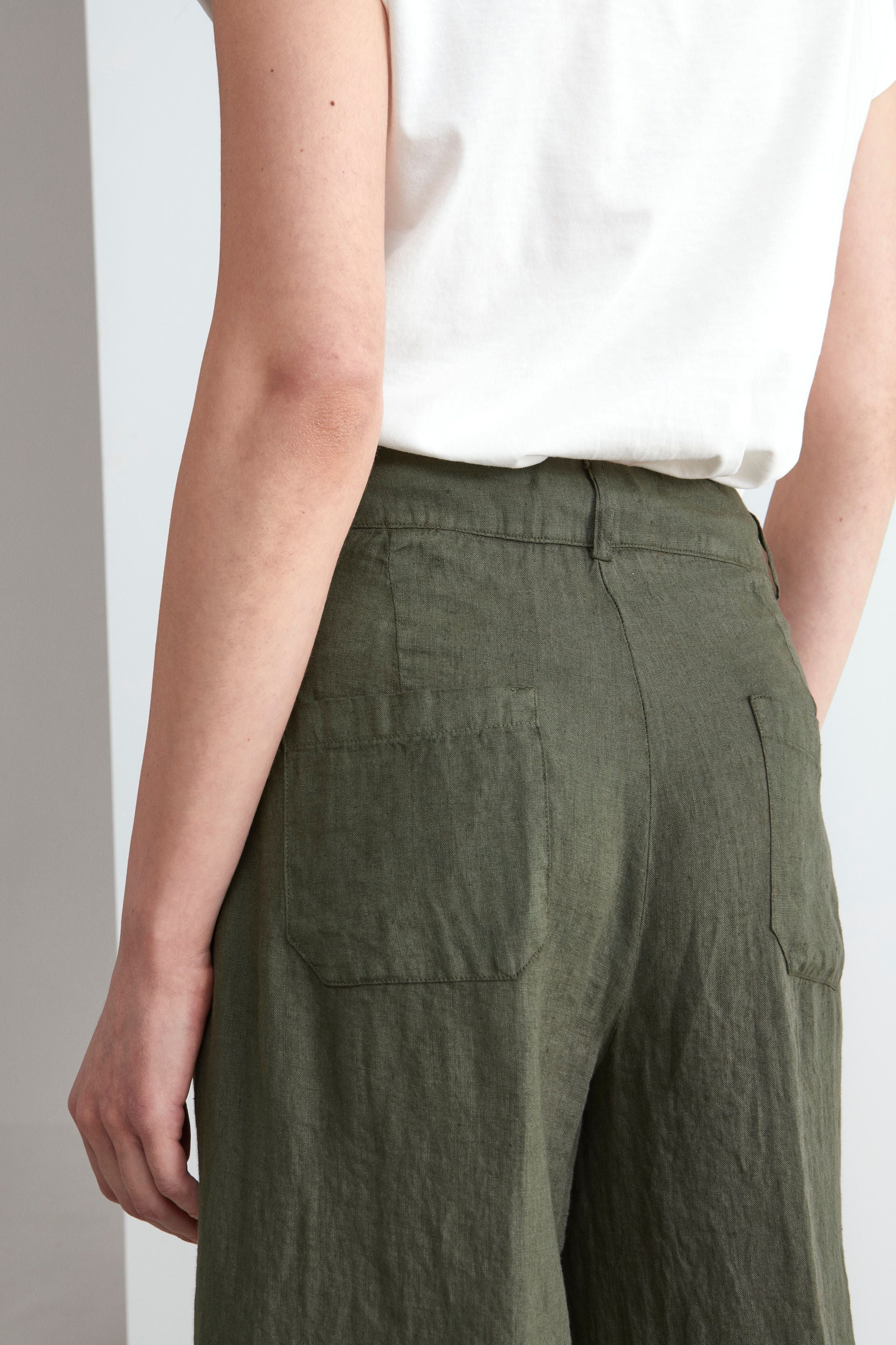 Cropped linen trousers - Brown