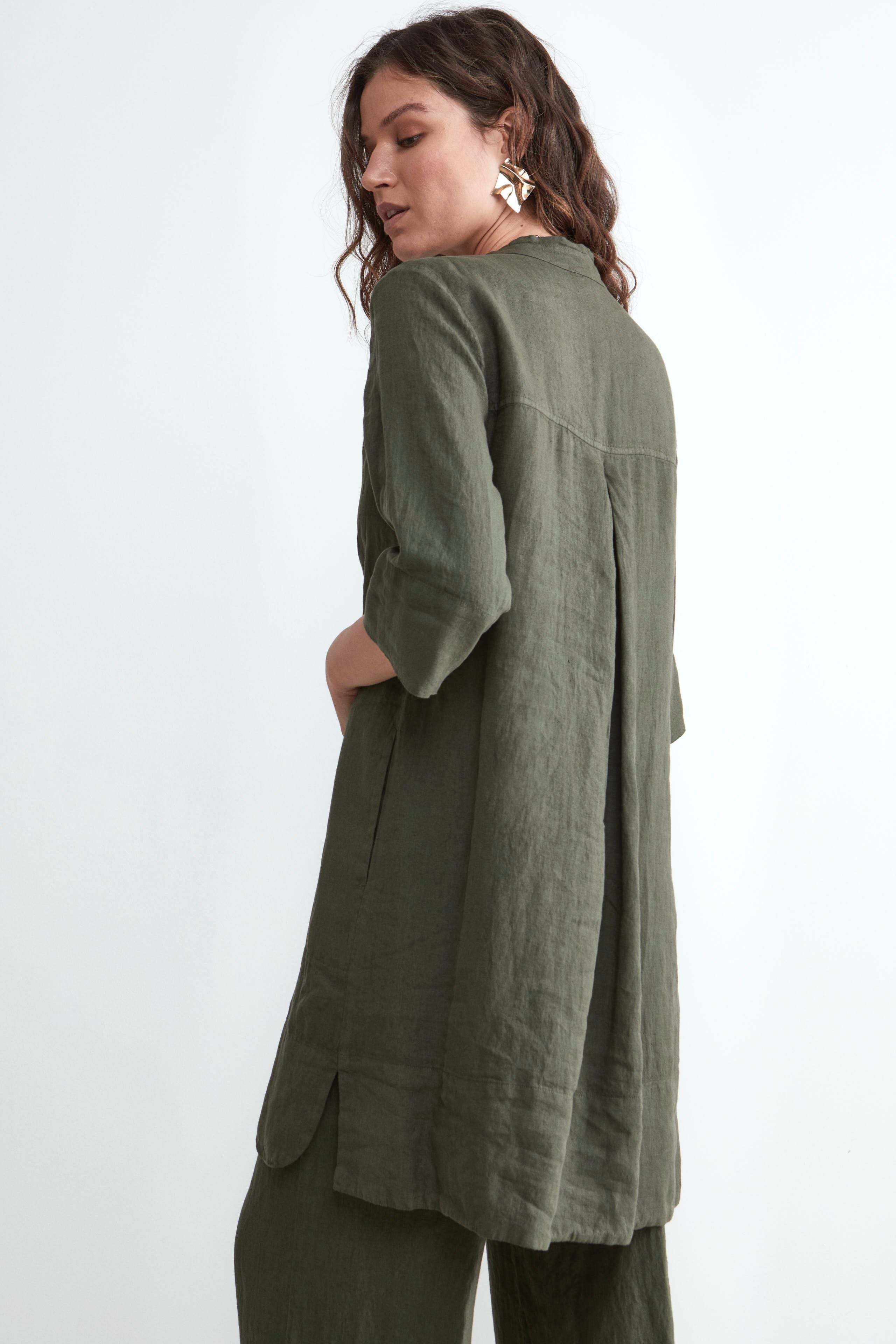 Soft Linen Dress - Brown