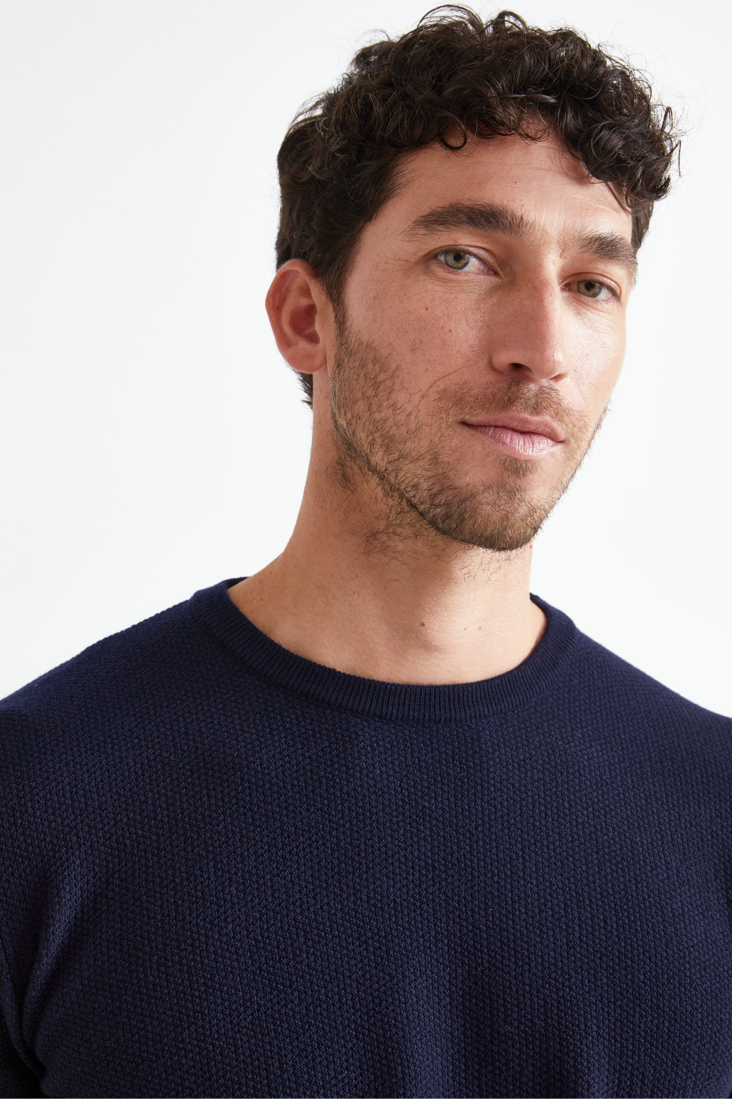 Maglia Lavorata in Lana Merino Extrafine - BLU