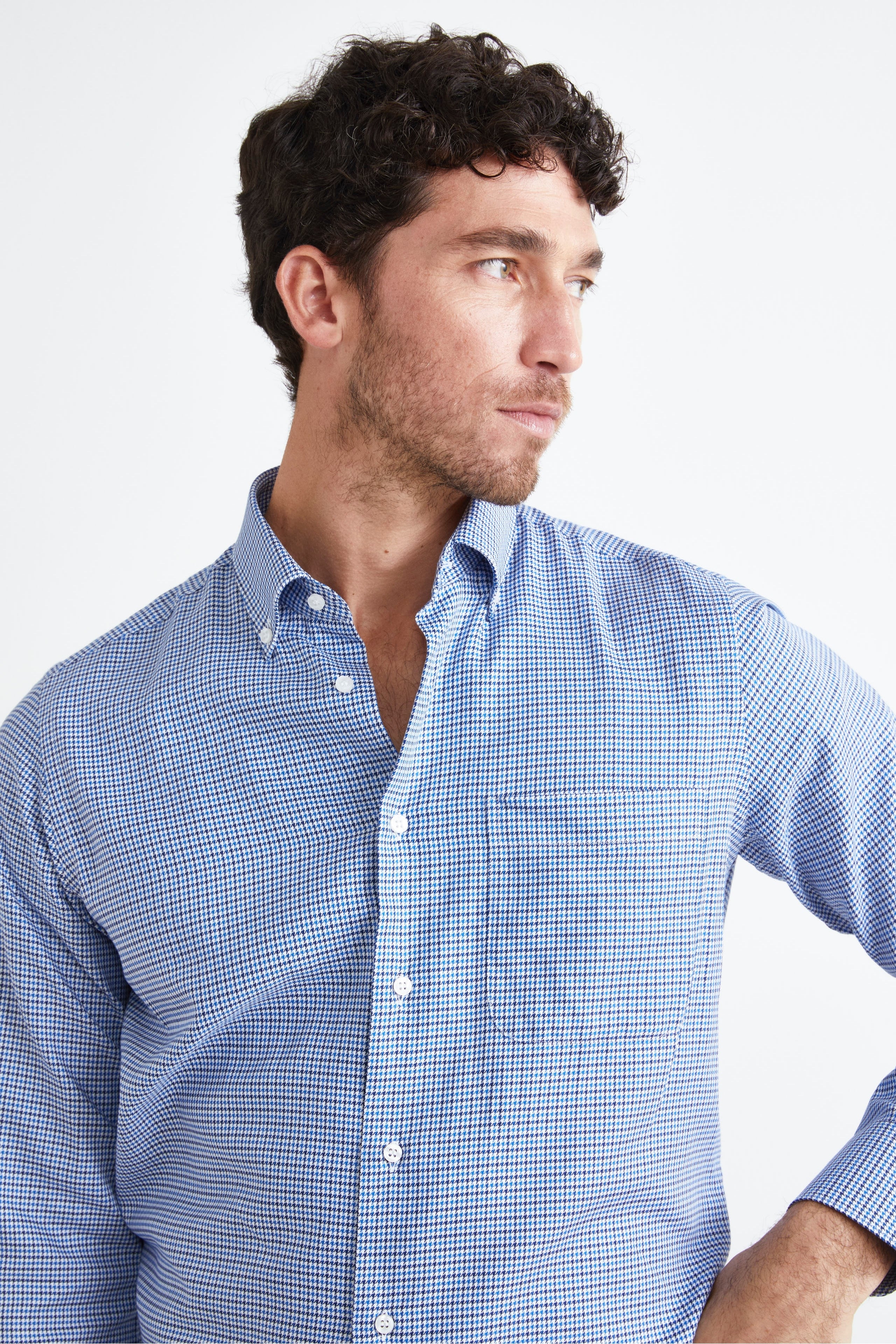 Camicia Fantasia Regular Fit con Taschino - P/POULE BLU