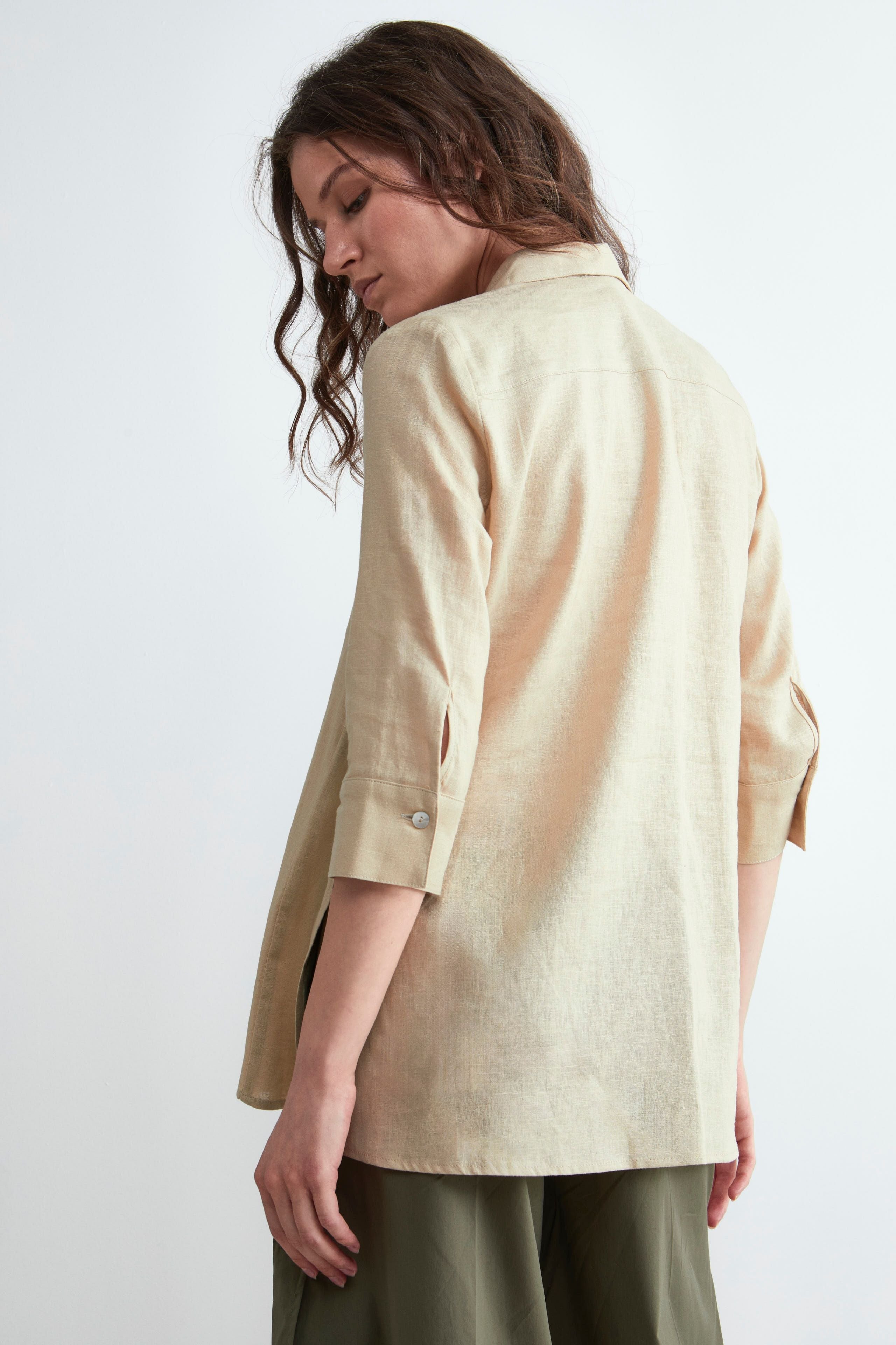 Fluid linen shirt - BEIGE