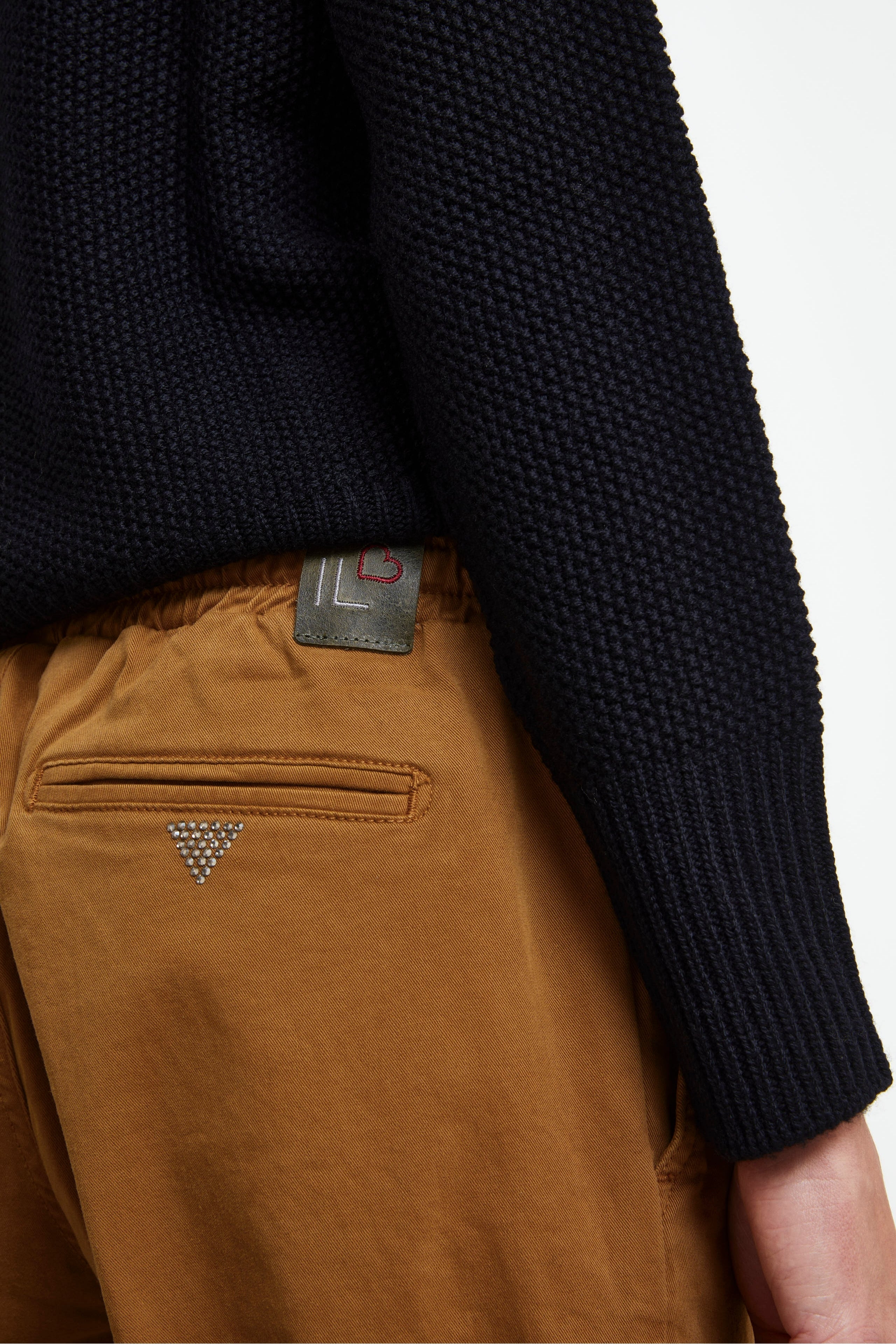 Drawstring Gabardine Trousers - CAMEL